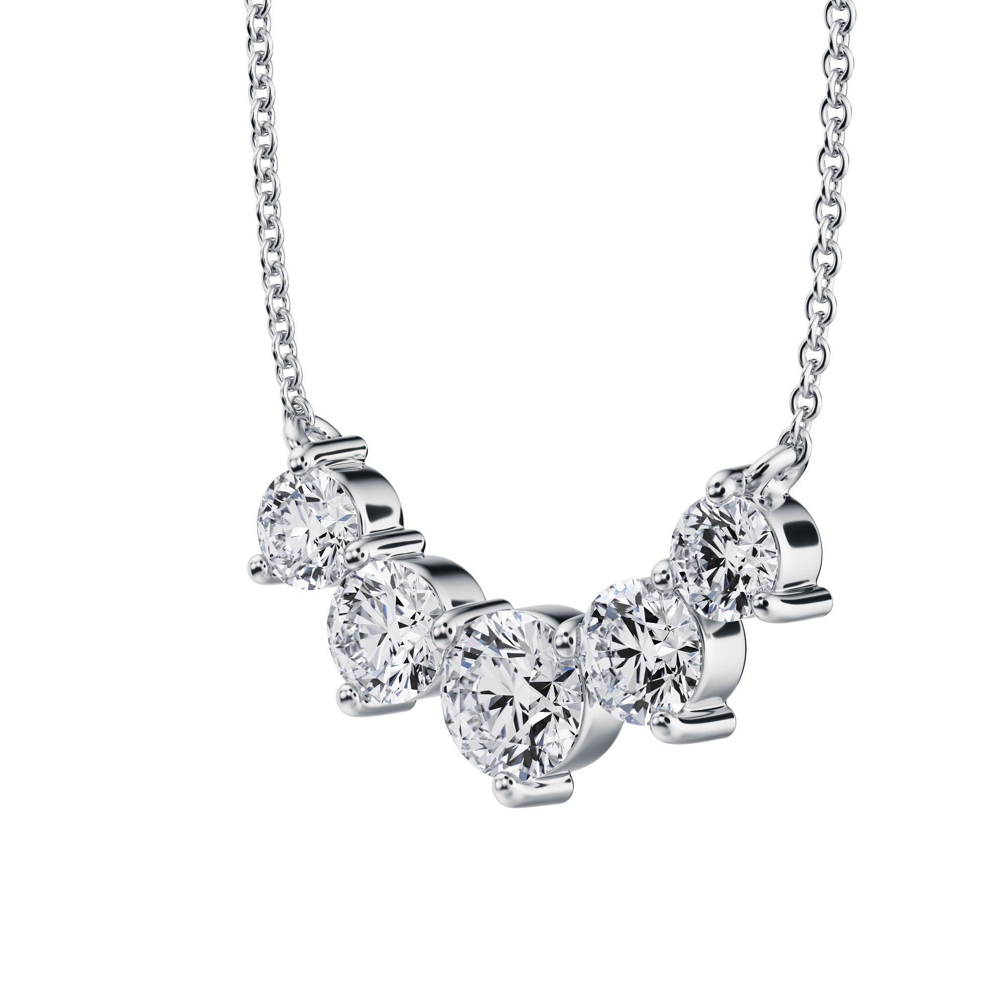 5 Graduated Round Lab Grown Diamond Necklace - 1.5 Carat - Michael Gabriels