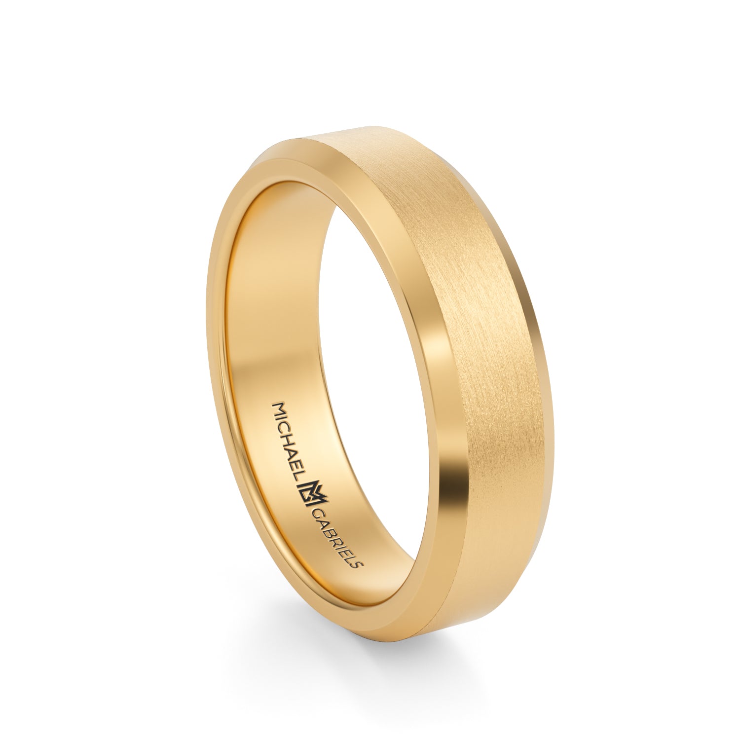 5mm Mens Beveled Wedding Band - Center Matte - Michael Gabriels