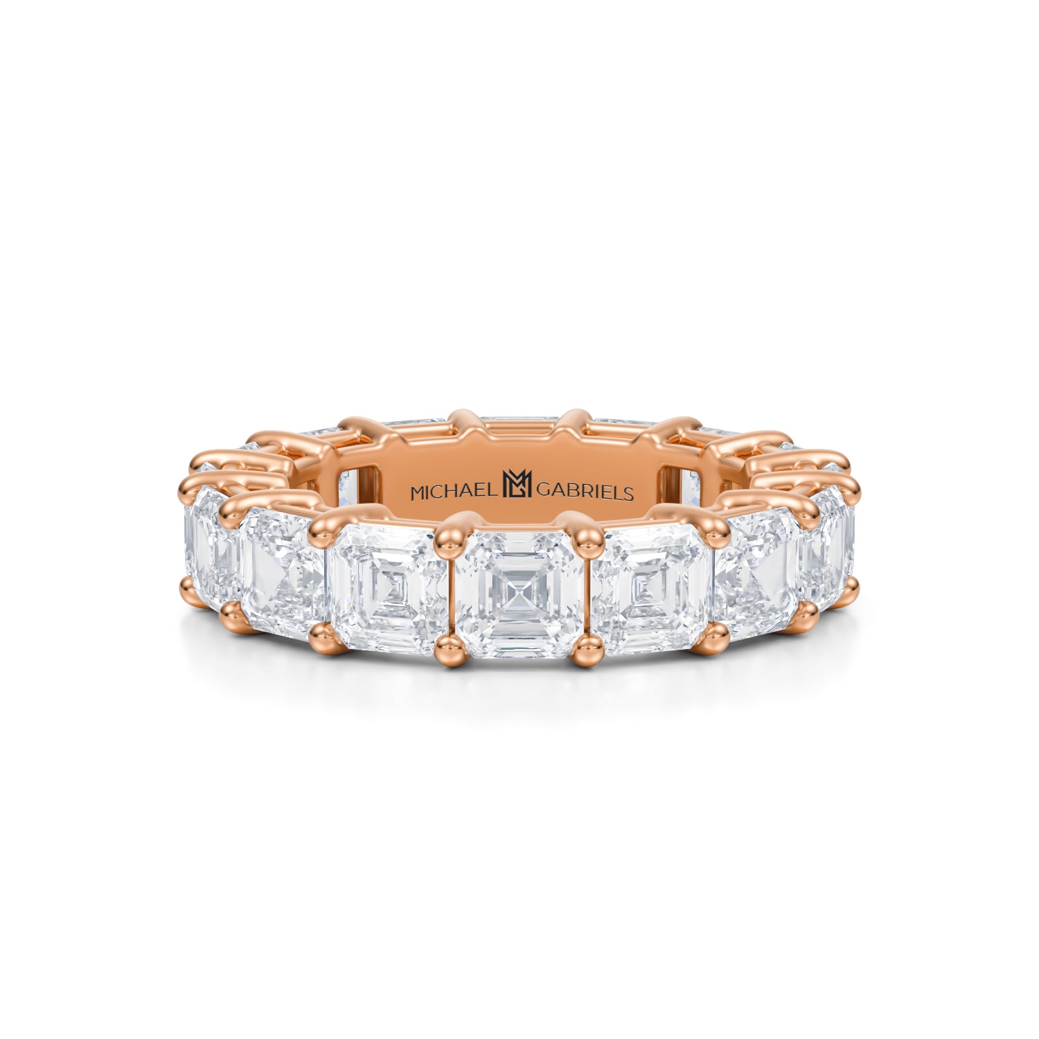 6 Carat Asscher Cut Lab Grown Diamond Basket Eternity Band - Michael Gabriels