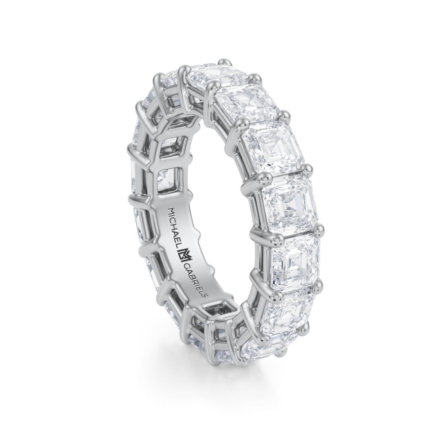 6 Carat Asscher Cut Lab Grown Diamond Basket Eternity Band - Michael Gabriels