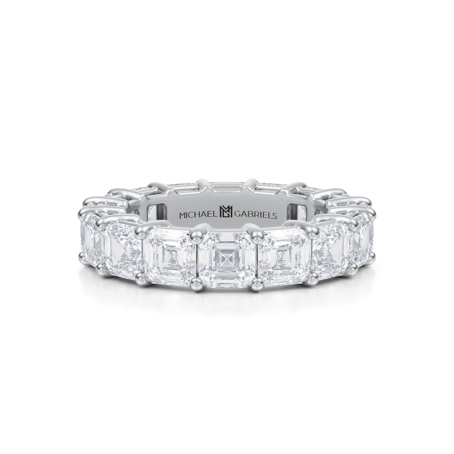 6 Carat Asscher Cut Lab Grown Diamond Basket Eternity Band - Michael Gabriels