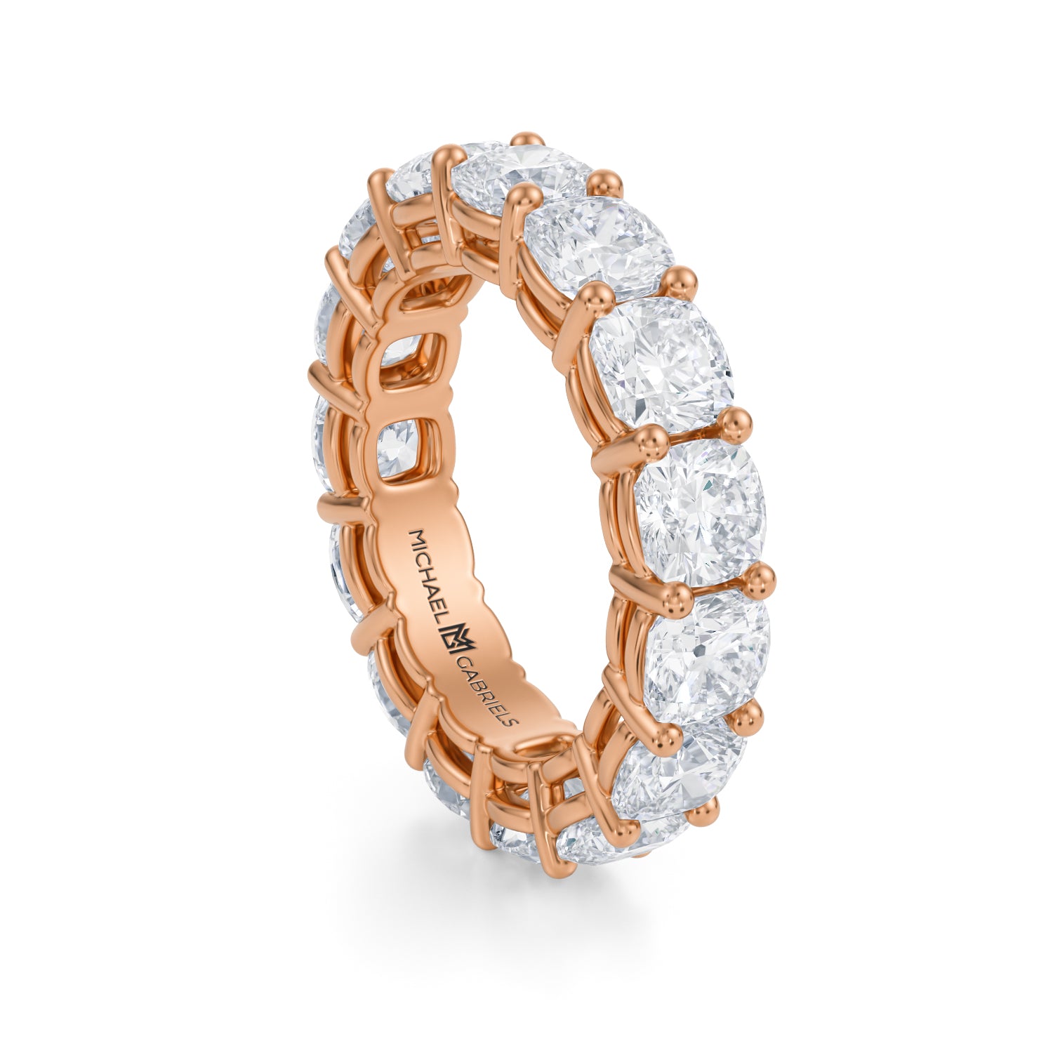 6 Carat Cushion Lab Grown Diamond Basket Eternity Band - Michael Gabriels