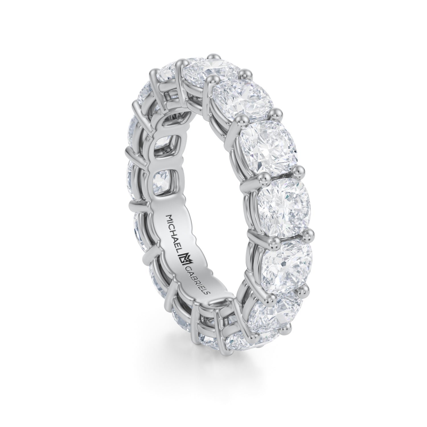 6 Carat Cushion Lab Grown Diamond Basket Eternity Band - Michael Gabriels