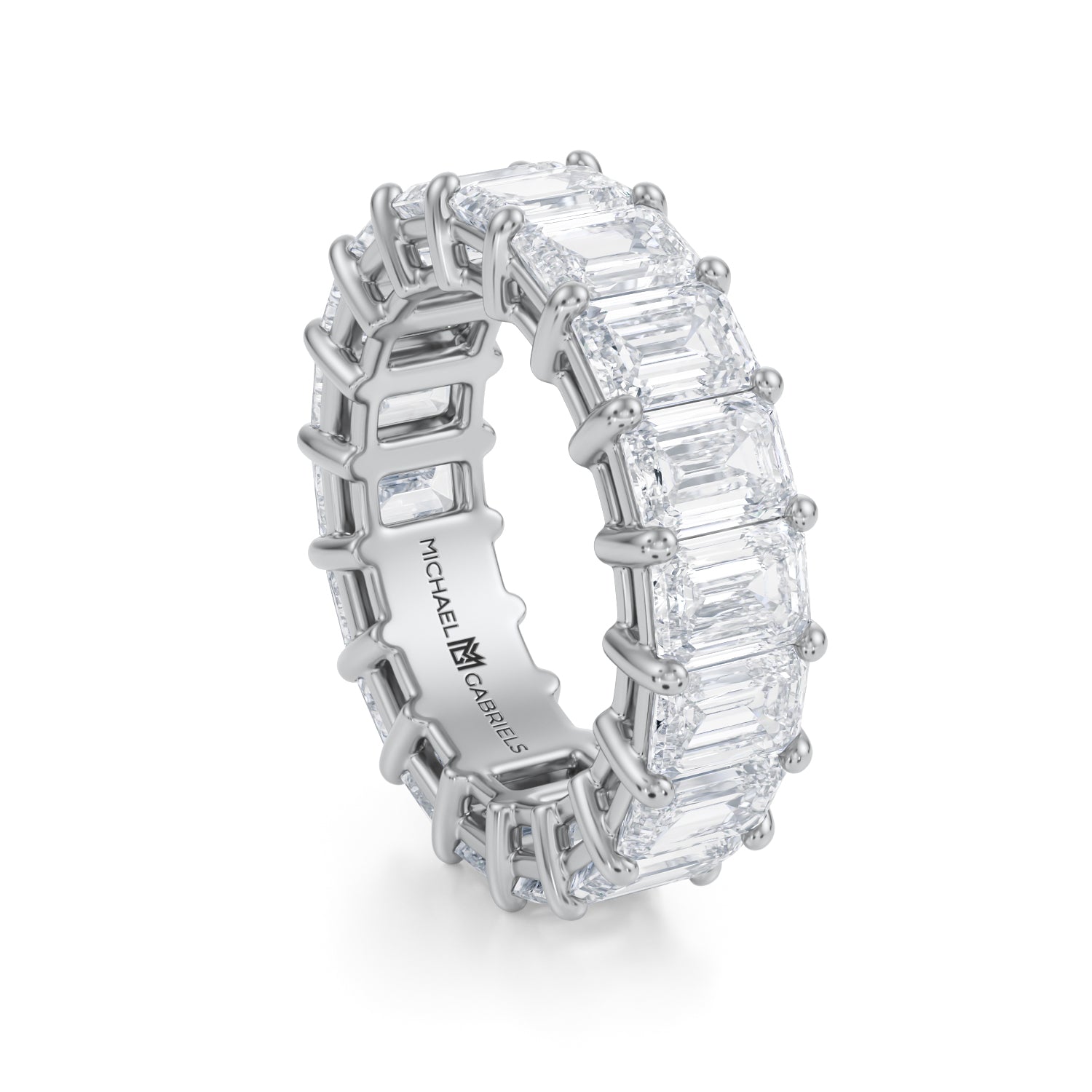 6 Carat Emerald Lab Grown Diamond Basket Eternity Band - Michael Gabriels