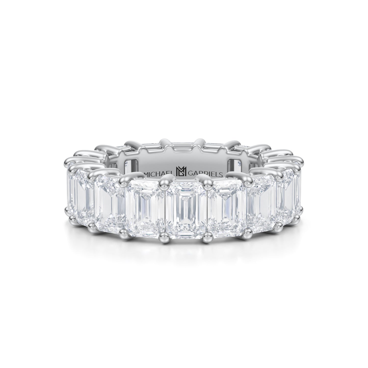 6 Carat Emerald Lab Grown Diamond Basket Eternity Band - Michael Gabriels