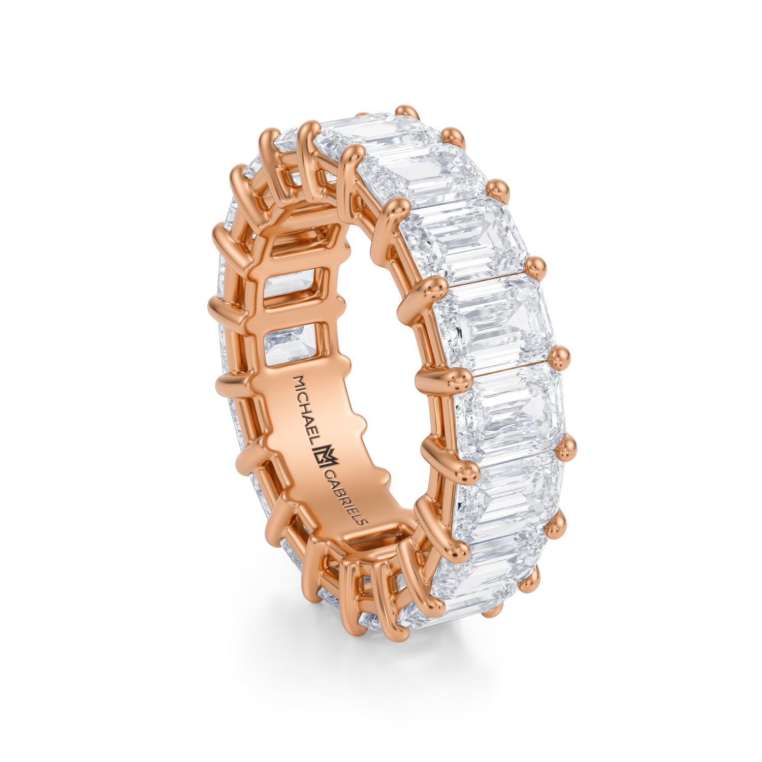 6 Carat Emerald Lab Grown Diamond Basket Eternity Band - Michael Gabriels