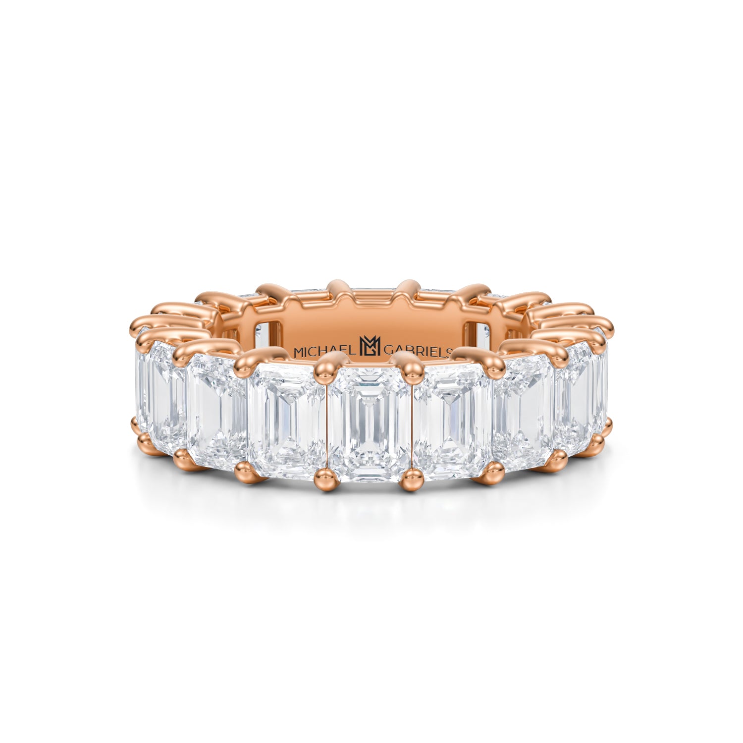 6 Carat Emerald Lab Grown Diamond Basket Eternity Band - Michael Gabriels