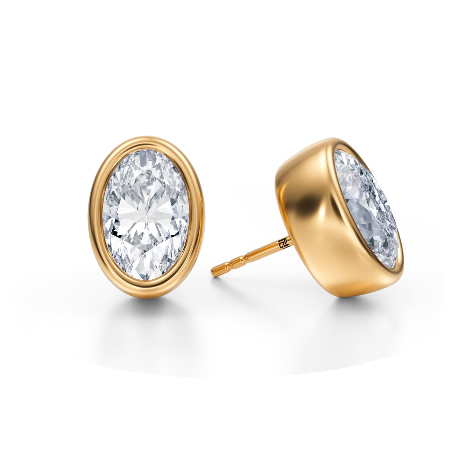 6 Carat Oval Bezel Stud Lab Grown Diamond Earrings - Michael Gabriels