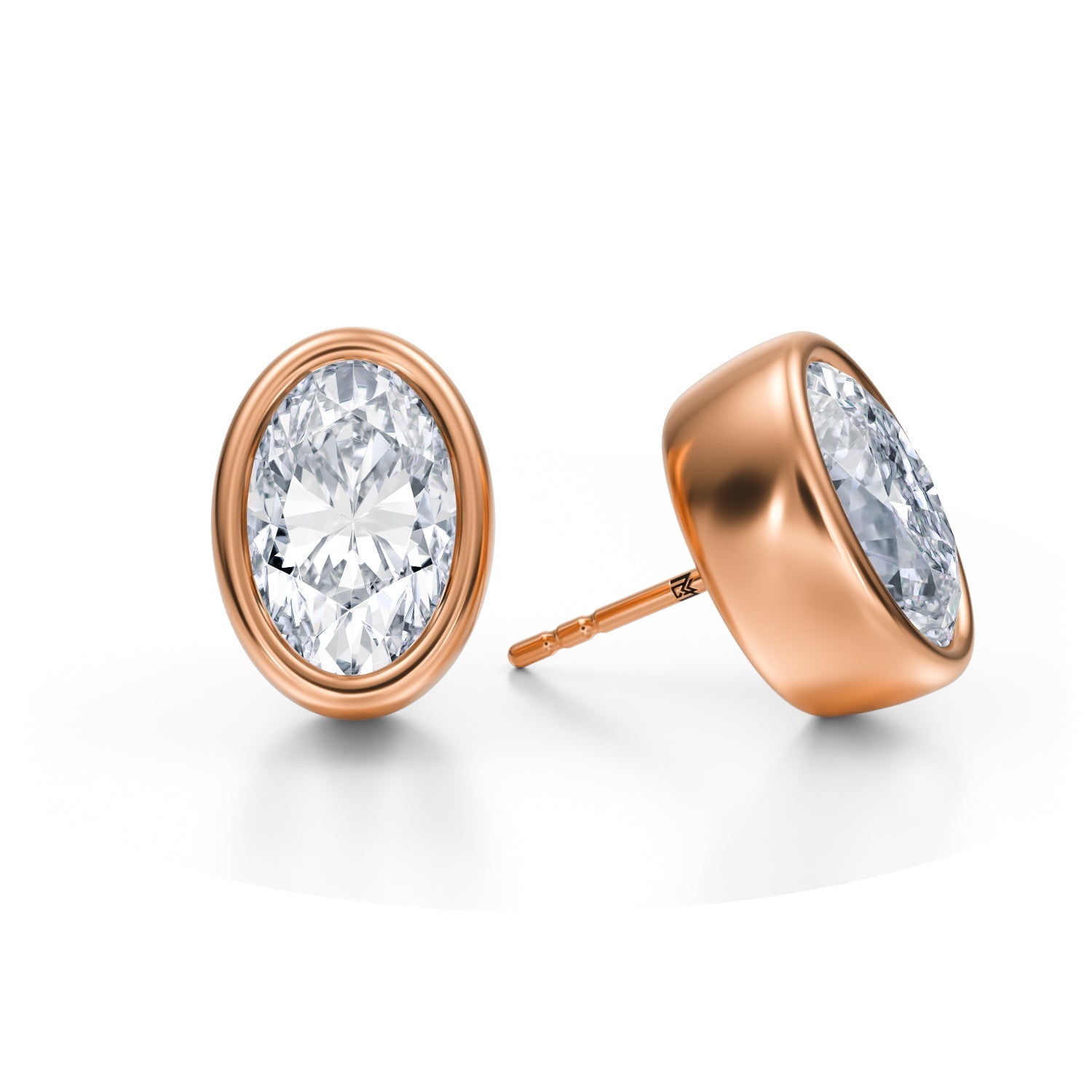6 Carat Oval Bezel Stud Lab Grown Diamond Earrings - Michael Gabriels