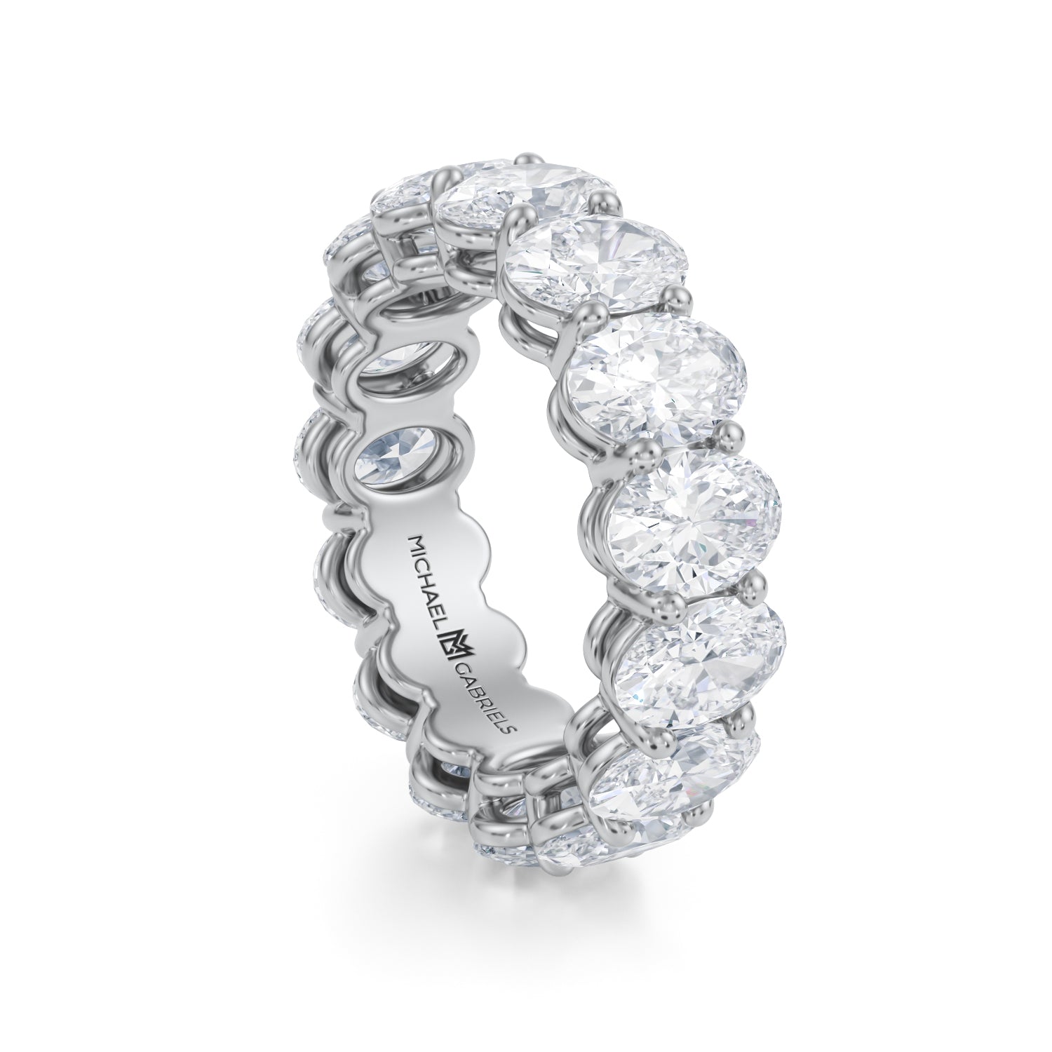 6 Carat Oval Lab Grown Diamond Basket Eternity Band - Michael Gabriels