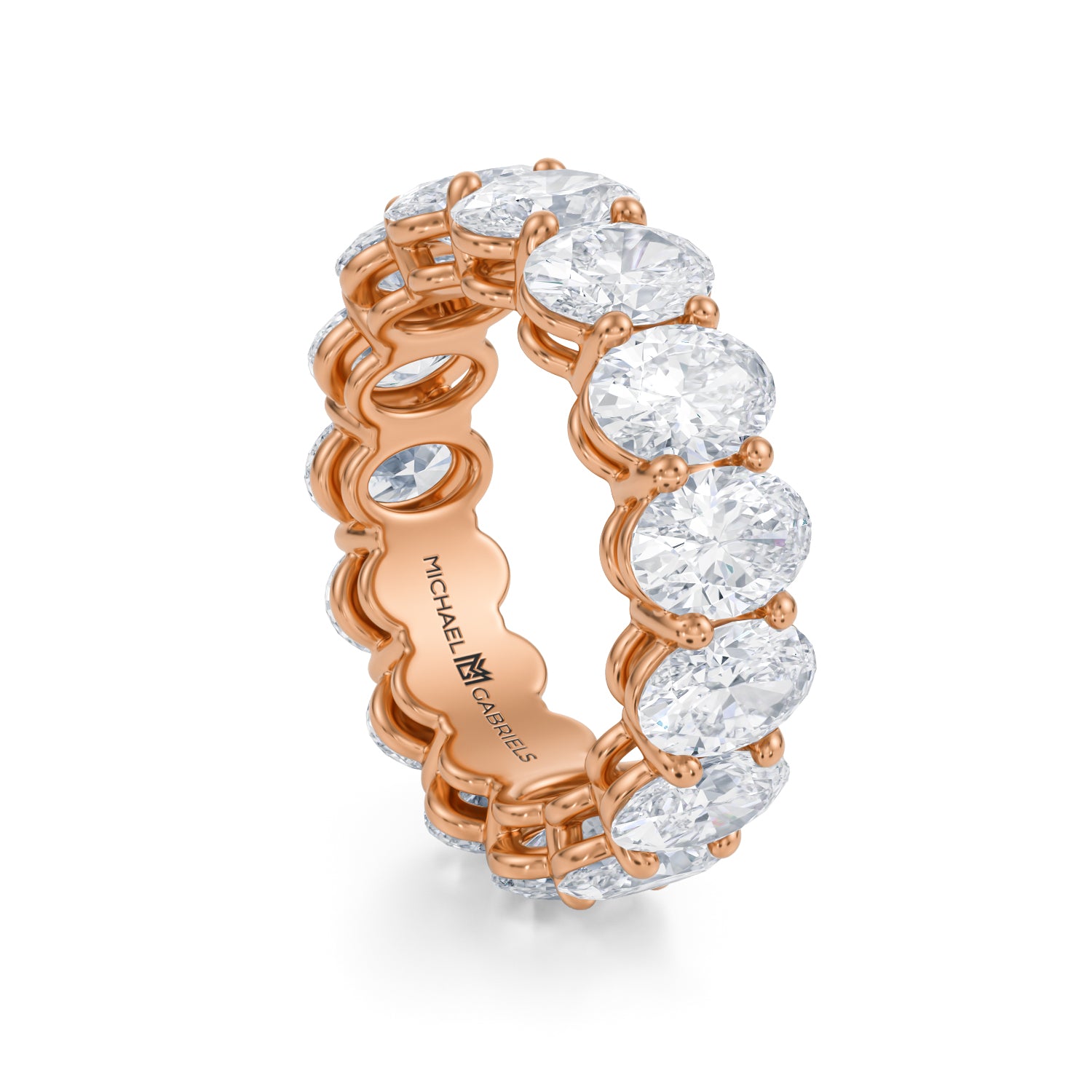 6 Carat Oval Lab Grown Diamond Basket Eternity Band - Michael Gabriels