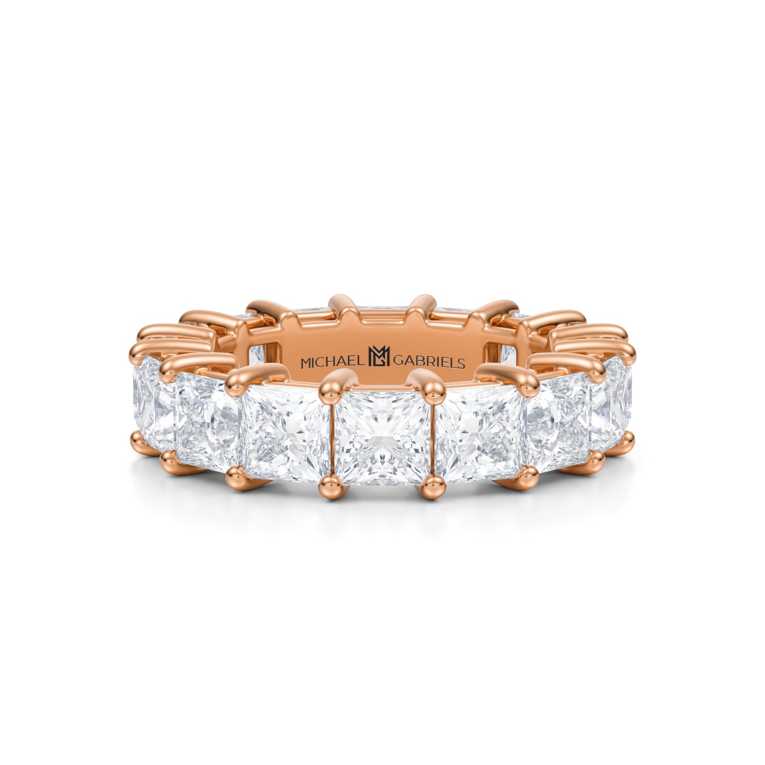 6 Carat Princess Cut Lab Grown Diamond Basket Eternity Band - Michael Gabriels