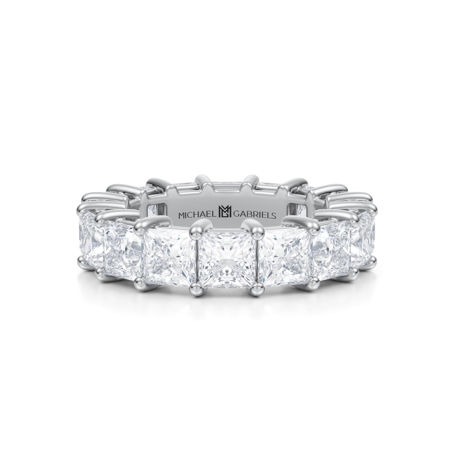 6 Carat Princess Cut Lab Grown Diamond Basket Eternity Band - Michael Gabriels
