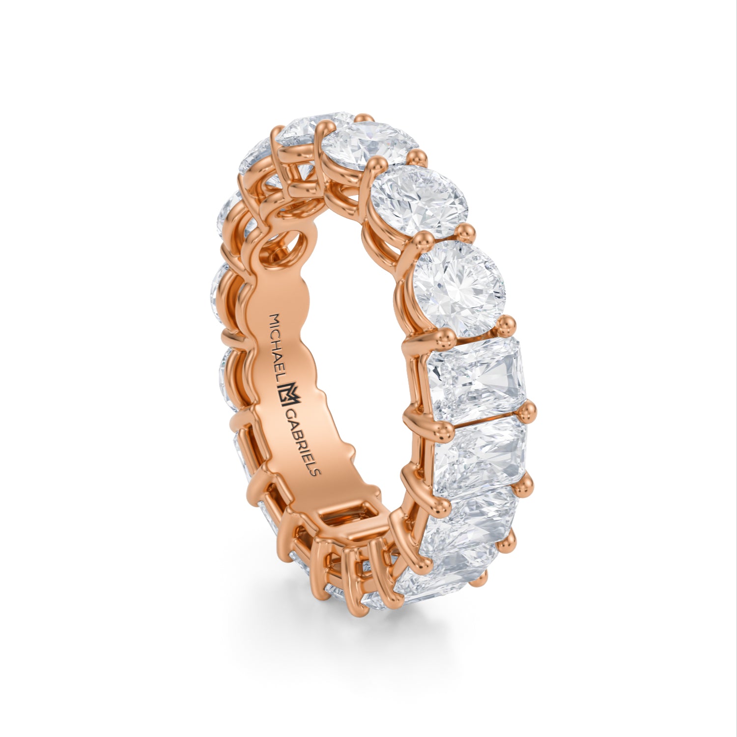 6 Carat Radiant And Round Eternity Ring - Michael Gabriels
