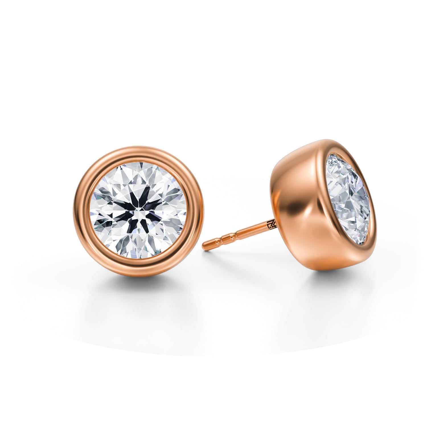 6 Carat Round Bezel Stud Lab Grown Diamond Earrings - Michael Gabriels