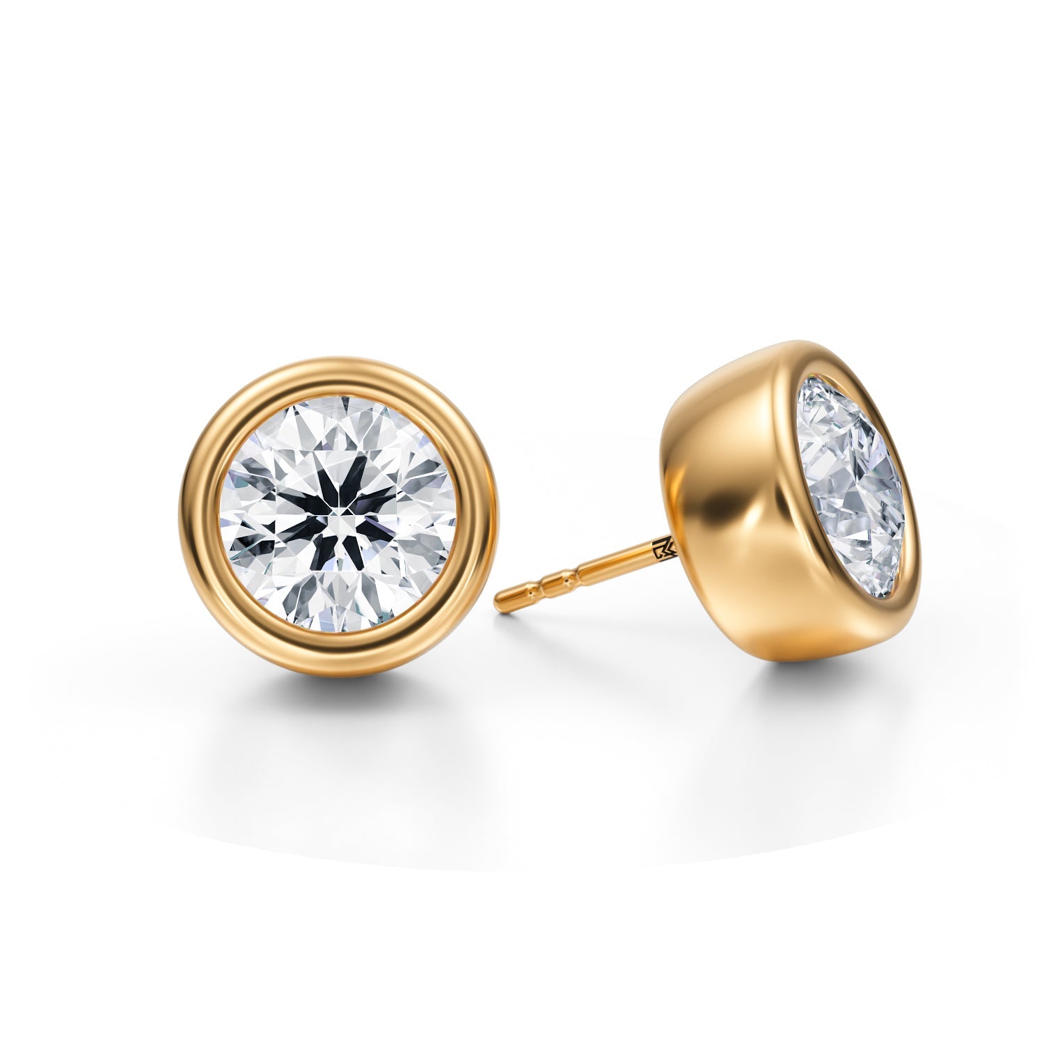 6 Carat Round Bezel Stud Lab Grown Diamond Earrings - Michael Gabriels