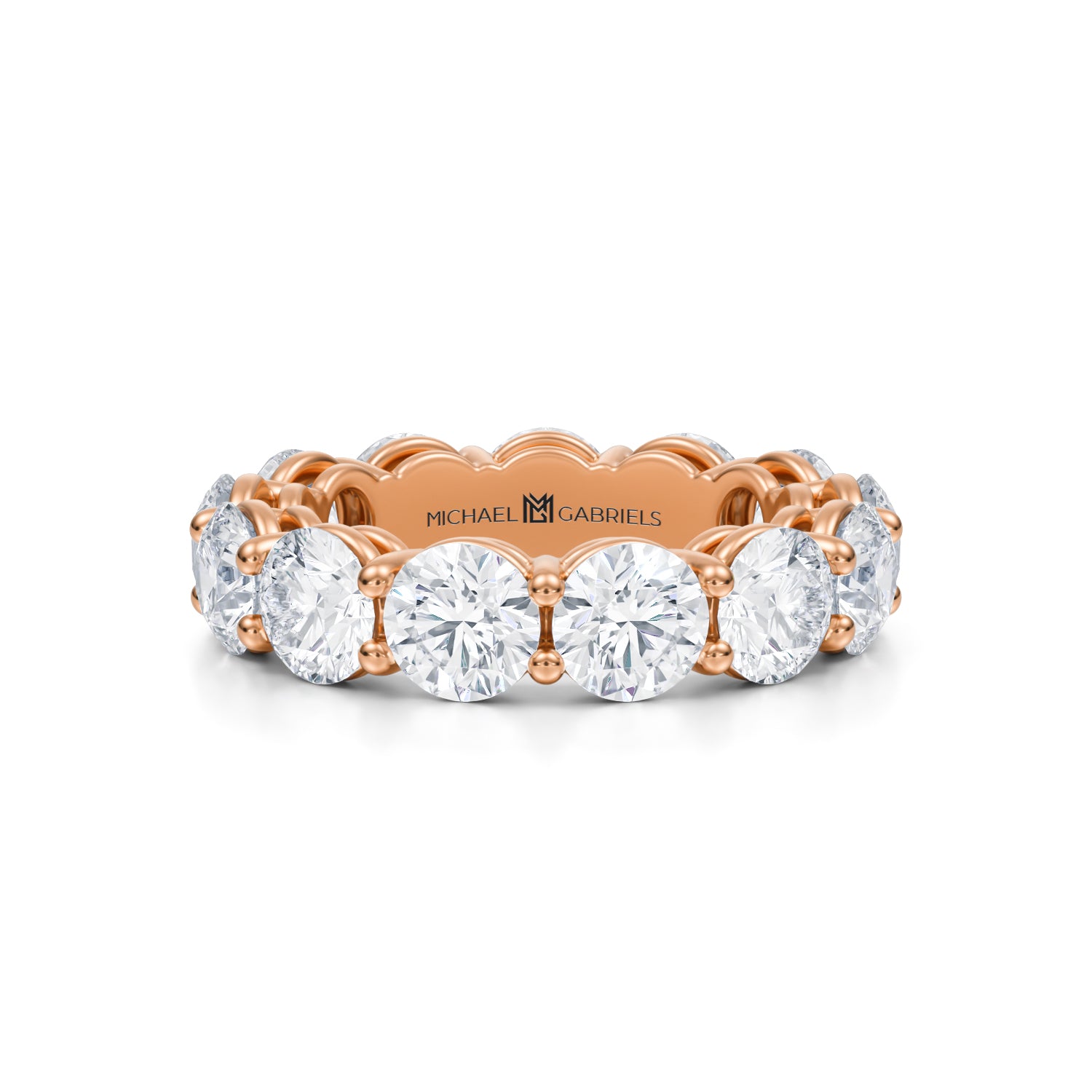6 Carat Round Lab Grown Diamond Basket Eternity Band - Michael Gabriels