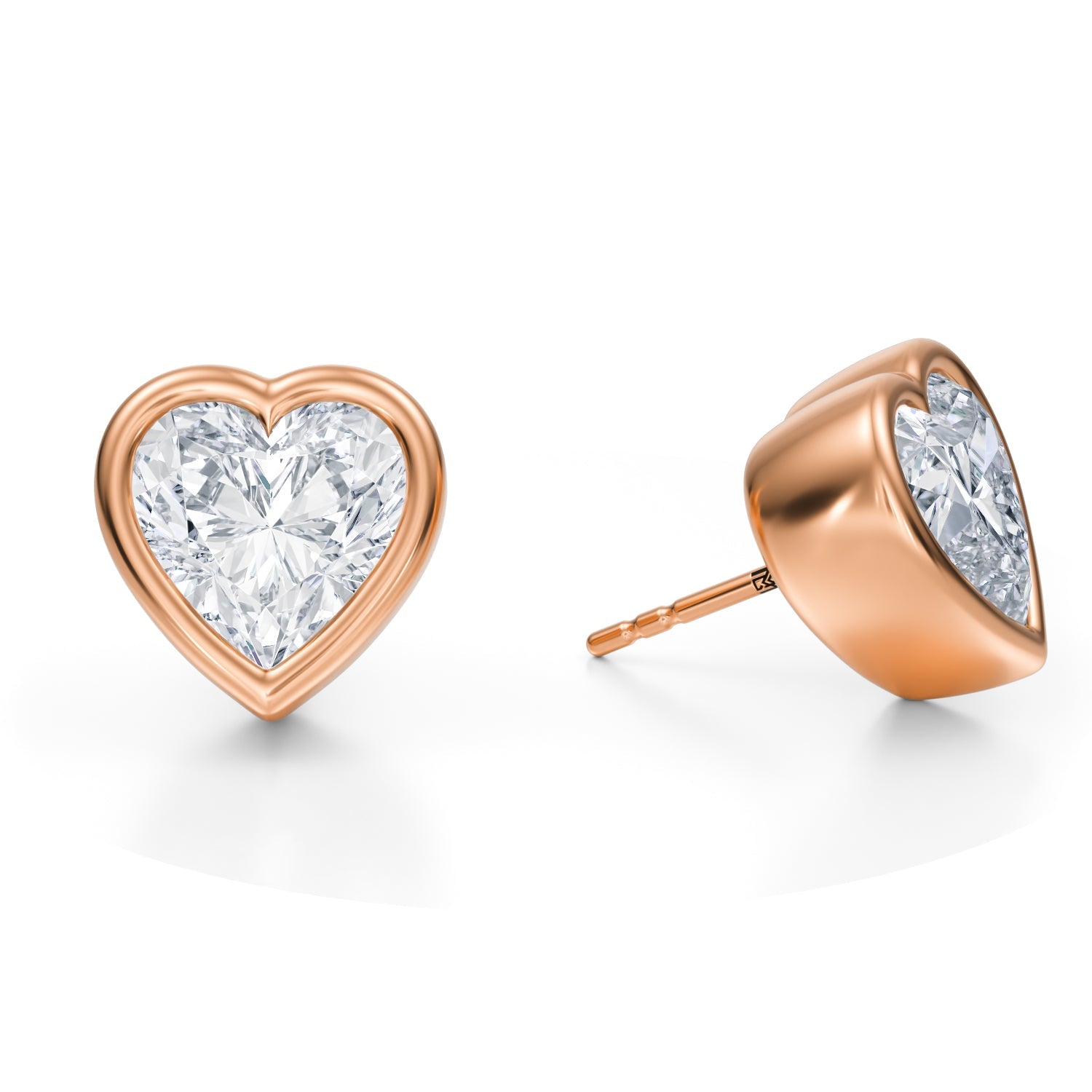 7 Carat Heart Shape Bezel Stud Lab Grown Diamond Earrings - Michael Gabriels