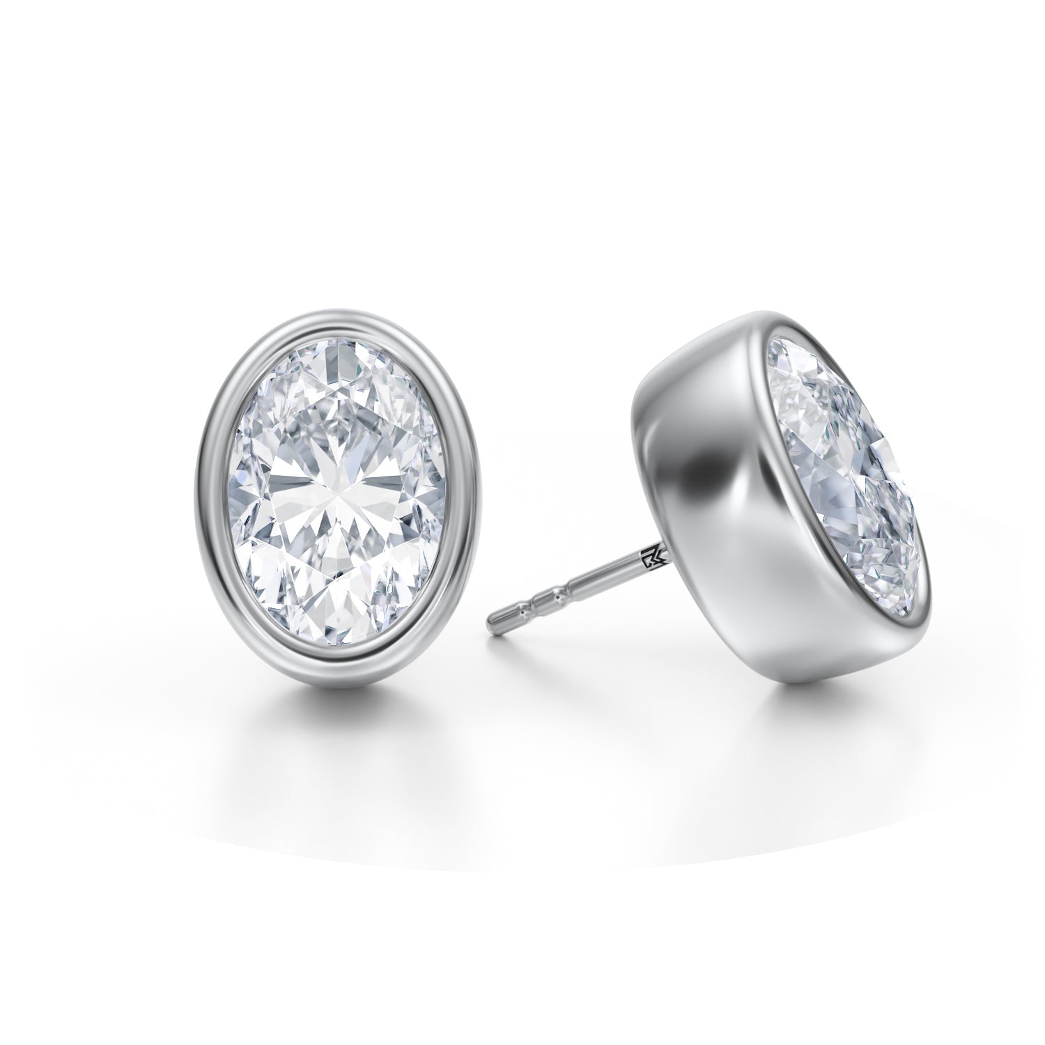 7 Carat Oval Bezel Stud Lab Grown Diamond Earrings - Michael Gabriels
