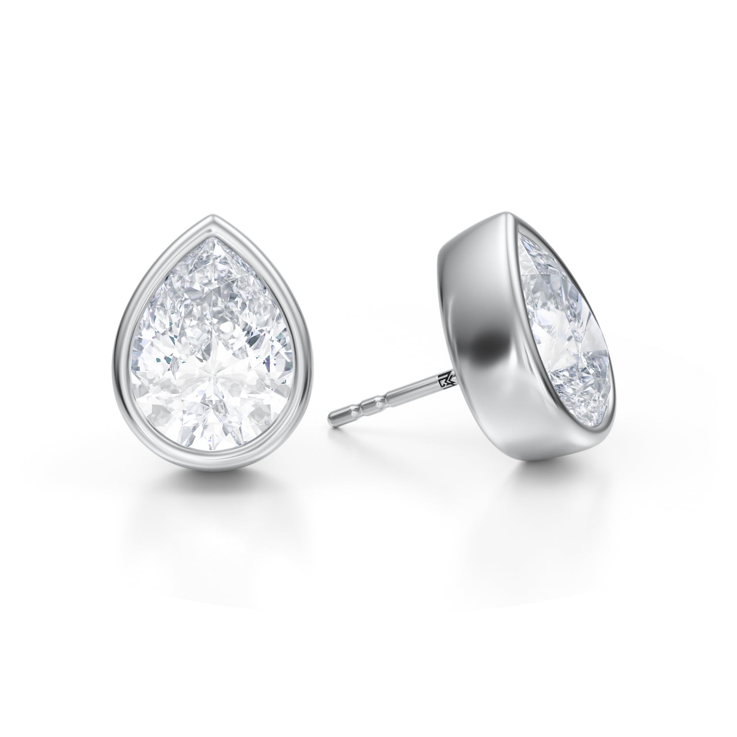 7 Carat Pear Bezel Stud Lab Grown Diamond Earrings - Michael Gabriels