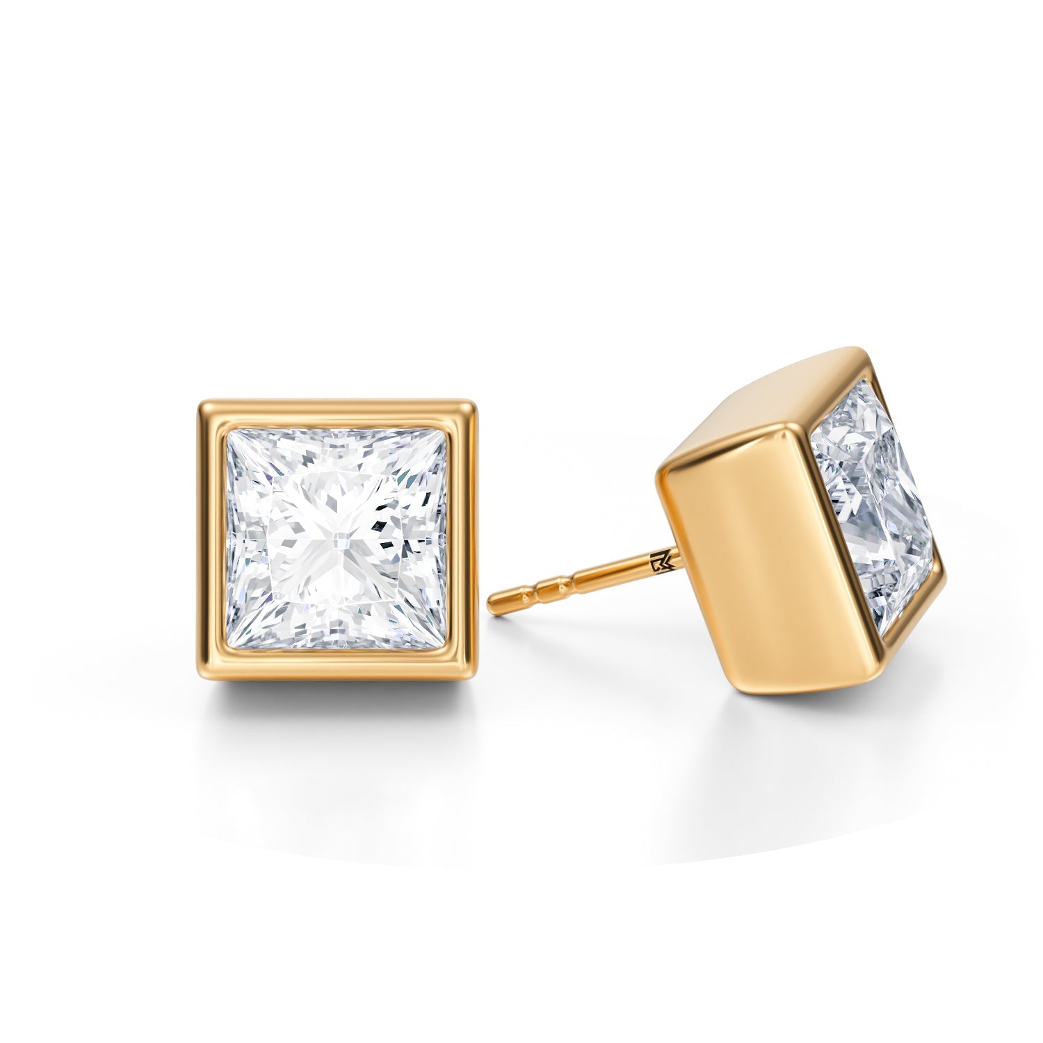 7 Carat Princess Cut Bezel Stud Lab Grown Diamond Earrings - Michael Gabriels