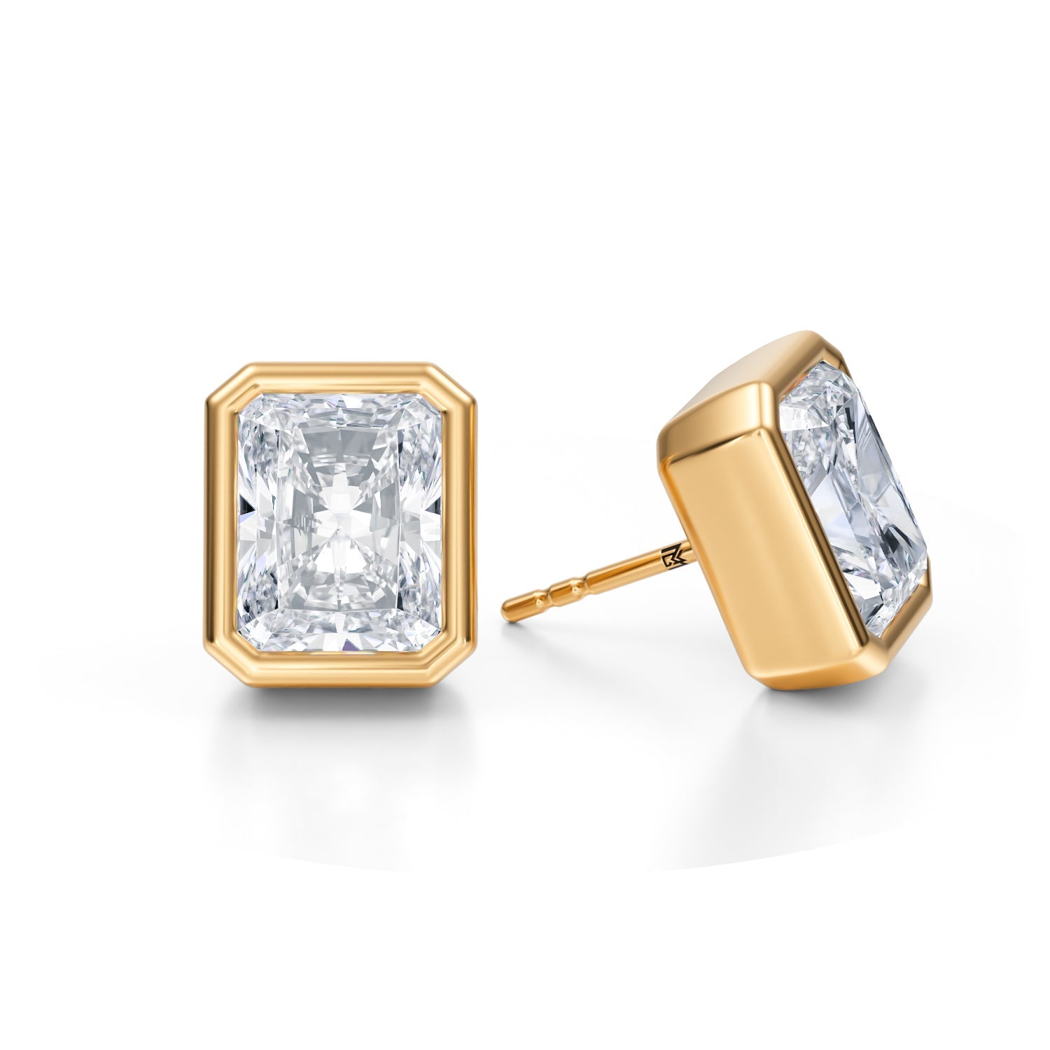 7 Carat Radiant Bezel Stud Lab Grown Diamond Earrings - Michael Gabriels