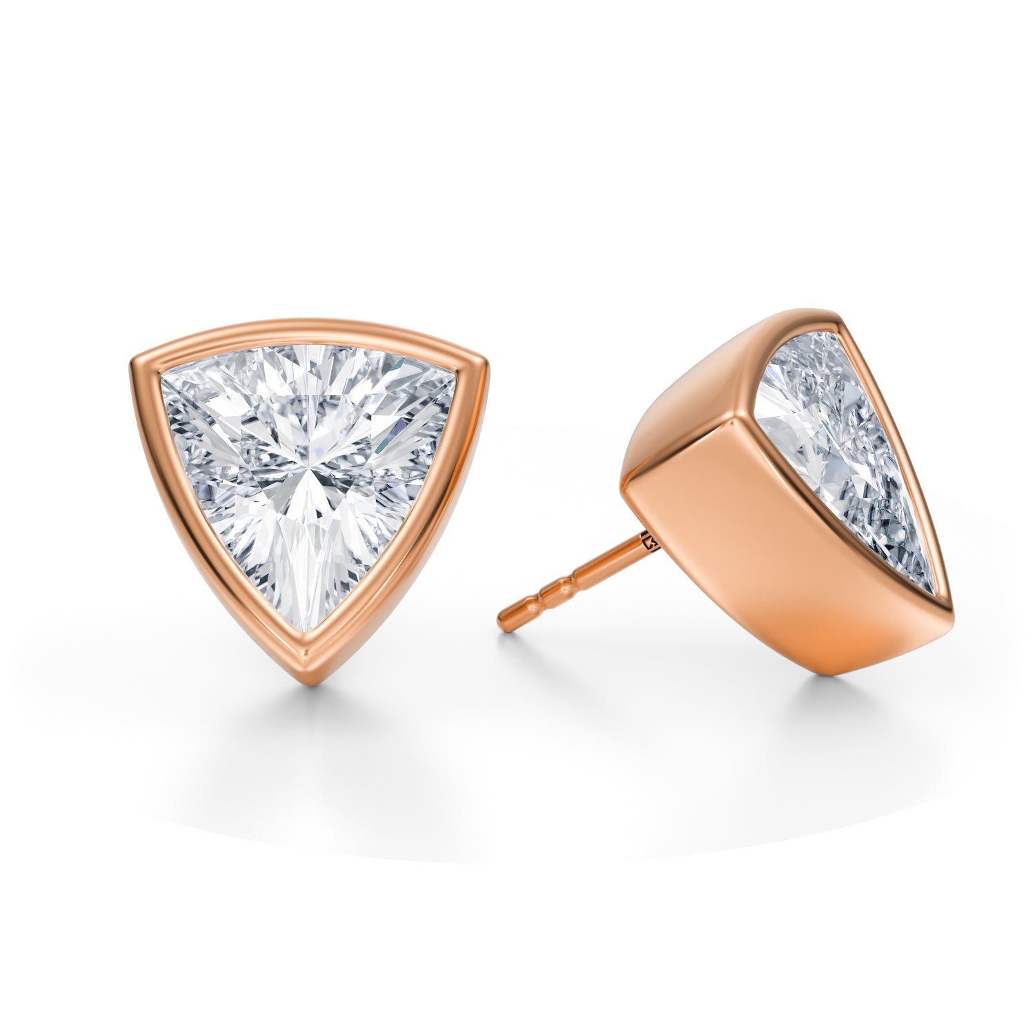 7 Carat Trillion Bezel Stud Lab Grown Diamond Earrings - Michael Gabriels