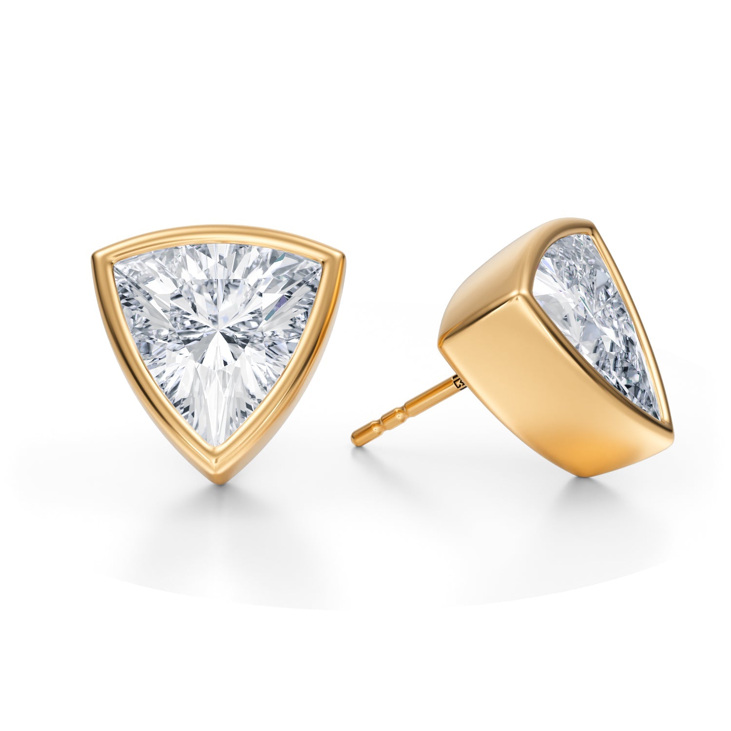 7 Carat Trillion Bezel Stud Lab Grown Diamond Earrings - Michael Gabriels