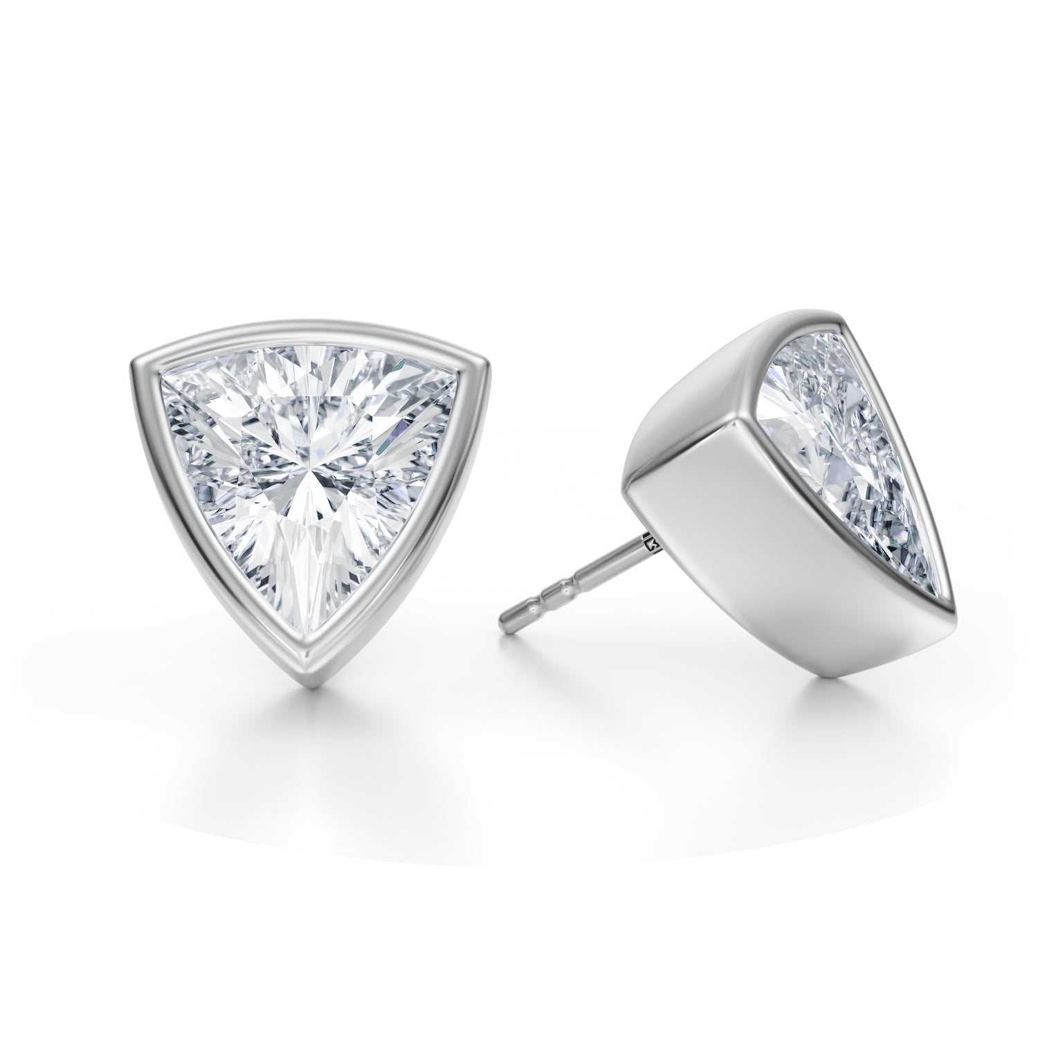 7 Carat Trillion Bezel Stud Lab Grown Diamond Earrings - Michael Gabriels
