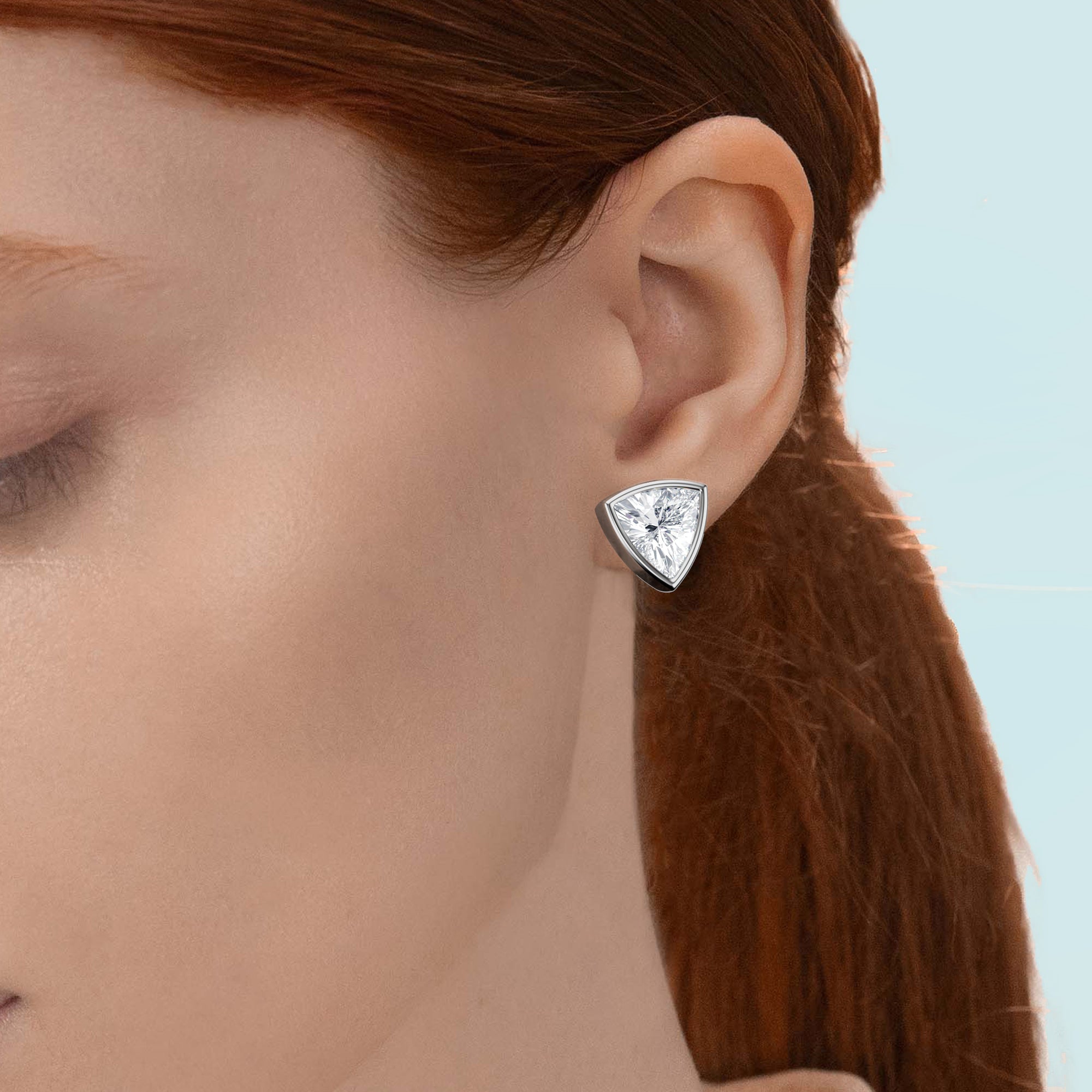 7 Carat Trillion Bezel Stud Lab Grown Diamond Earrings - Michael Gabriels