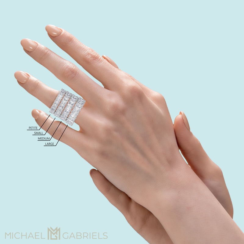 Vertical Radiant Lab Grown Diamond Eternity Band - Medium on finger
