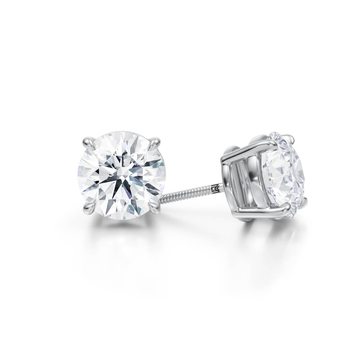 2.5 CT Round Moissanite Halo Earrings in 14k white outlets gold, White Gold Stud Earrings Lab Diamond Stud Earrings, Moissanite Push Back Earrings