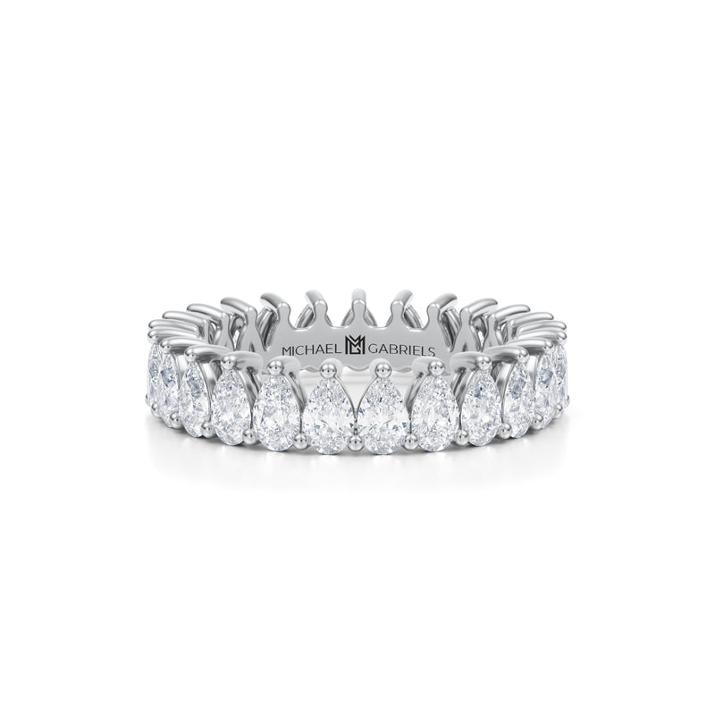 Petite lab-grown diamond eternity band in white gold.