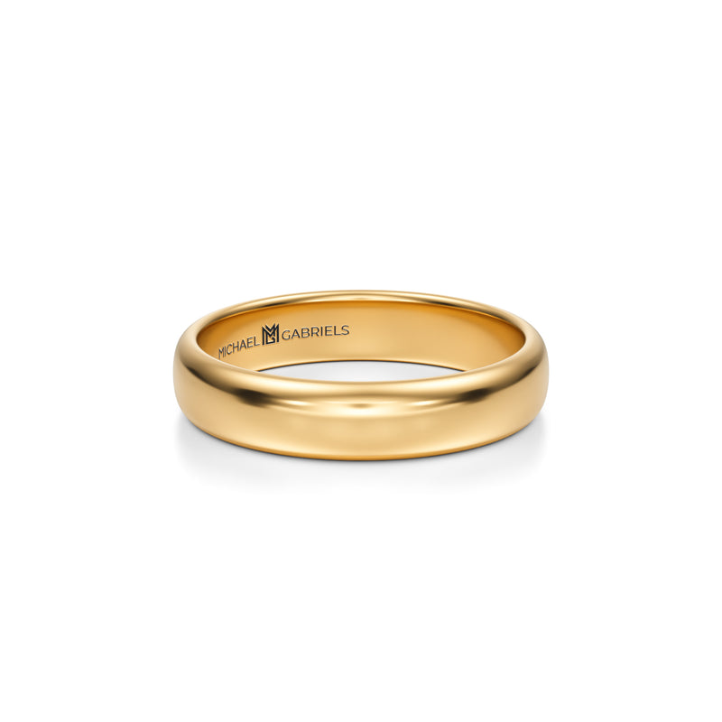 4mm gold wedding band with high shine for men.