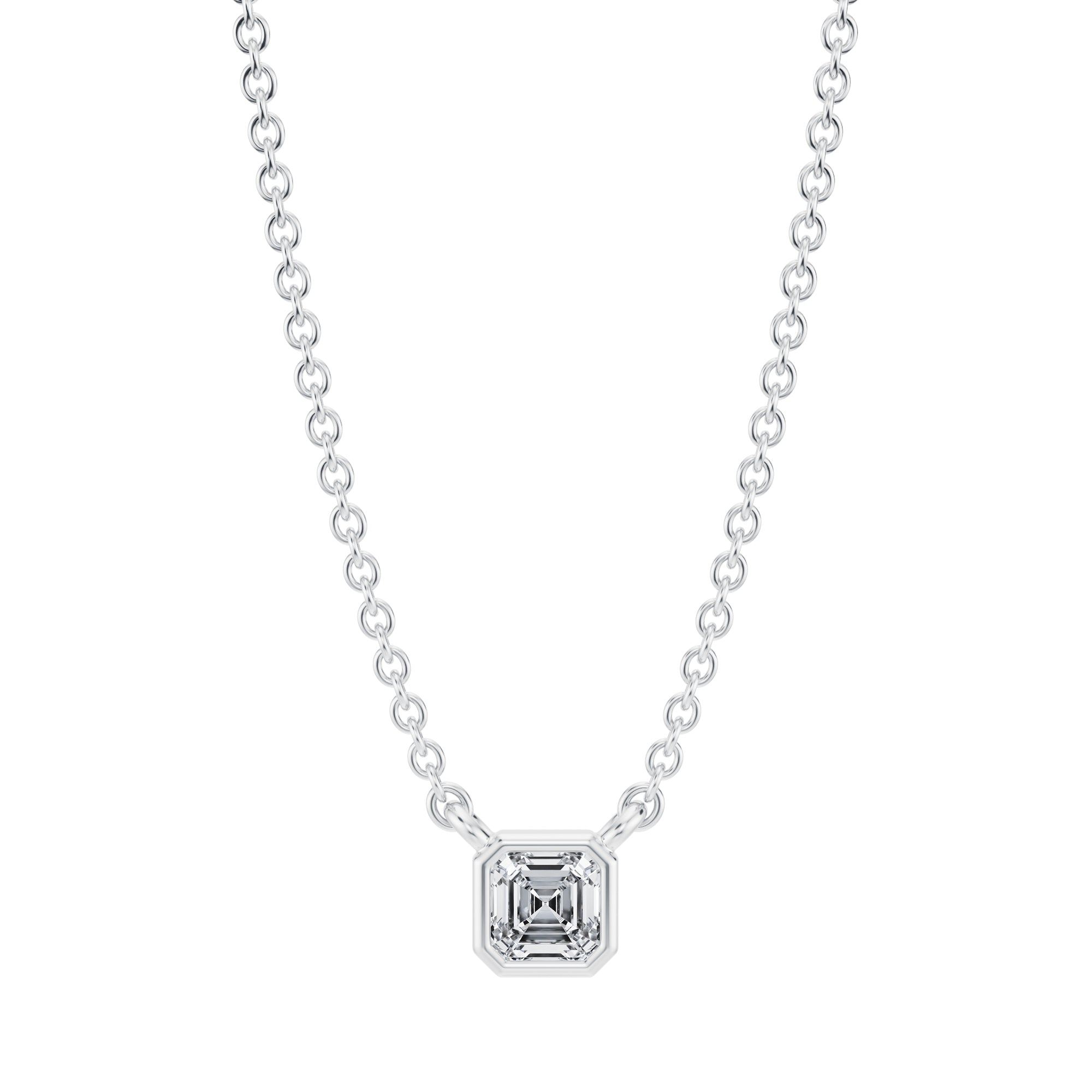 Asscher Cut Bezel Solitaire Pendant Necklace - Michael Gabriels