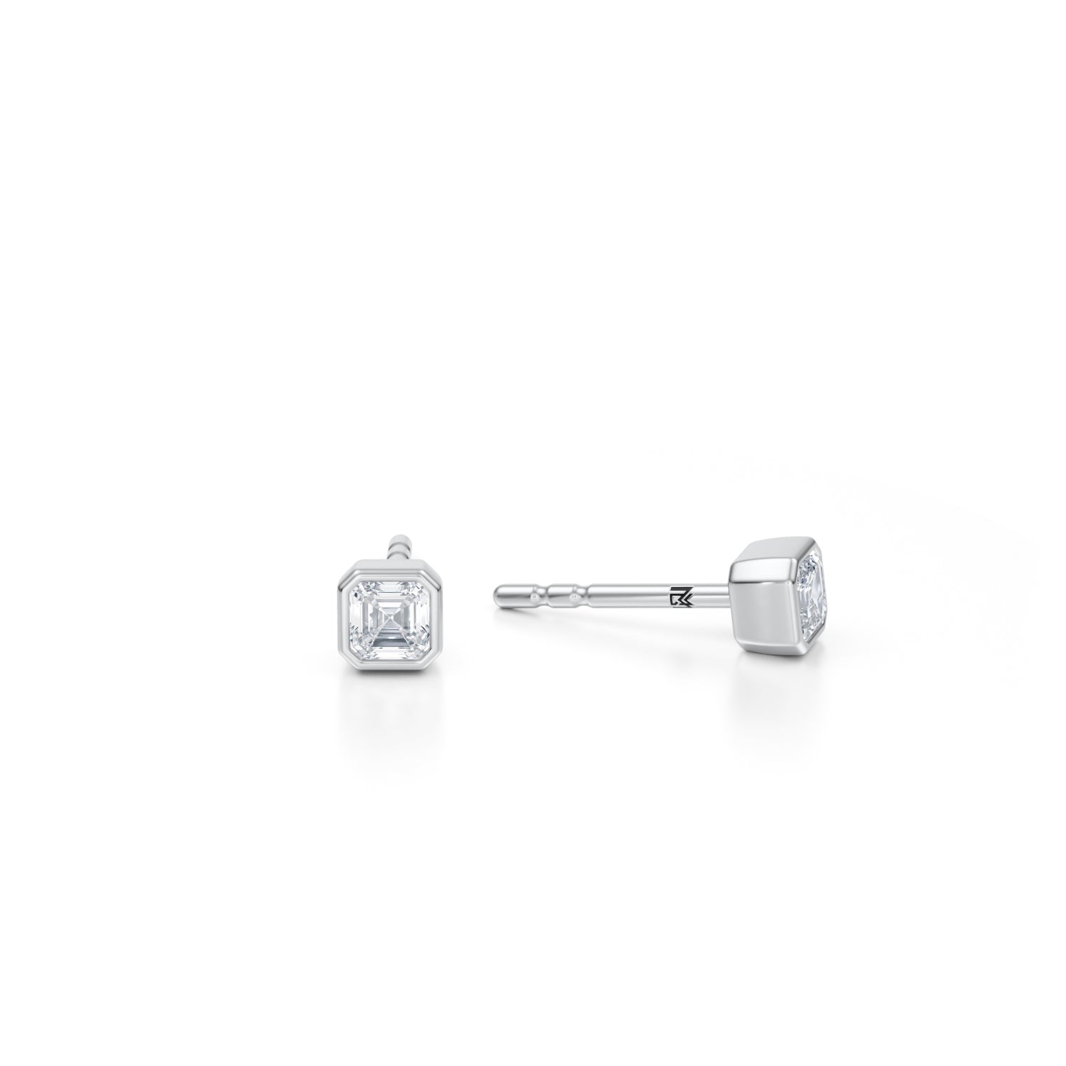 Asscher Cut Bezel Stud Lab Grown Diamond Earrings - Michael Gabriels