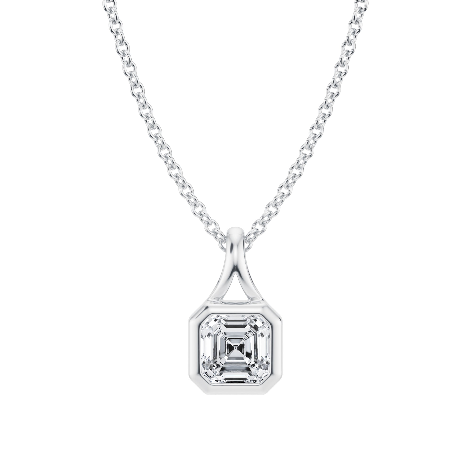 Asscher Lab Grown Diamond Bezel Necklace - 1/2 Carat - Michael Gabriels