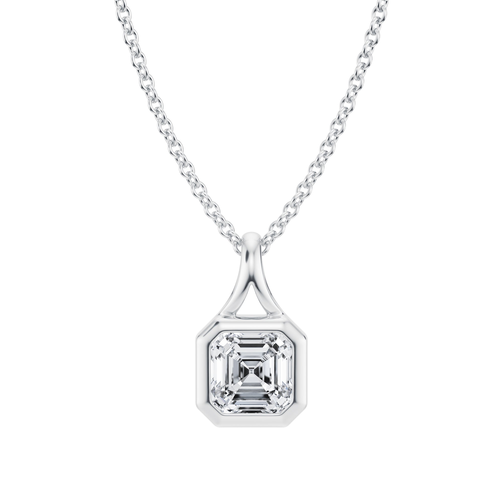 Asscher Lab Grown Diamond Bezel Necklace - 3/4 Carat - Michael Gabriels