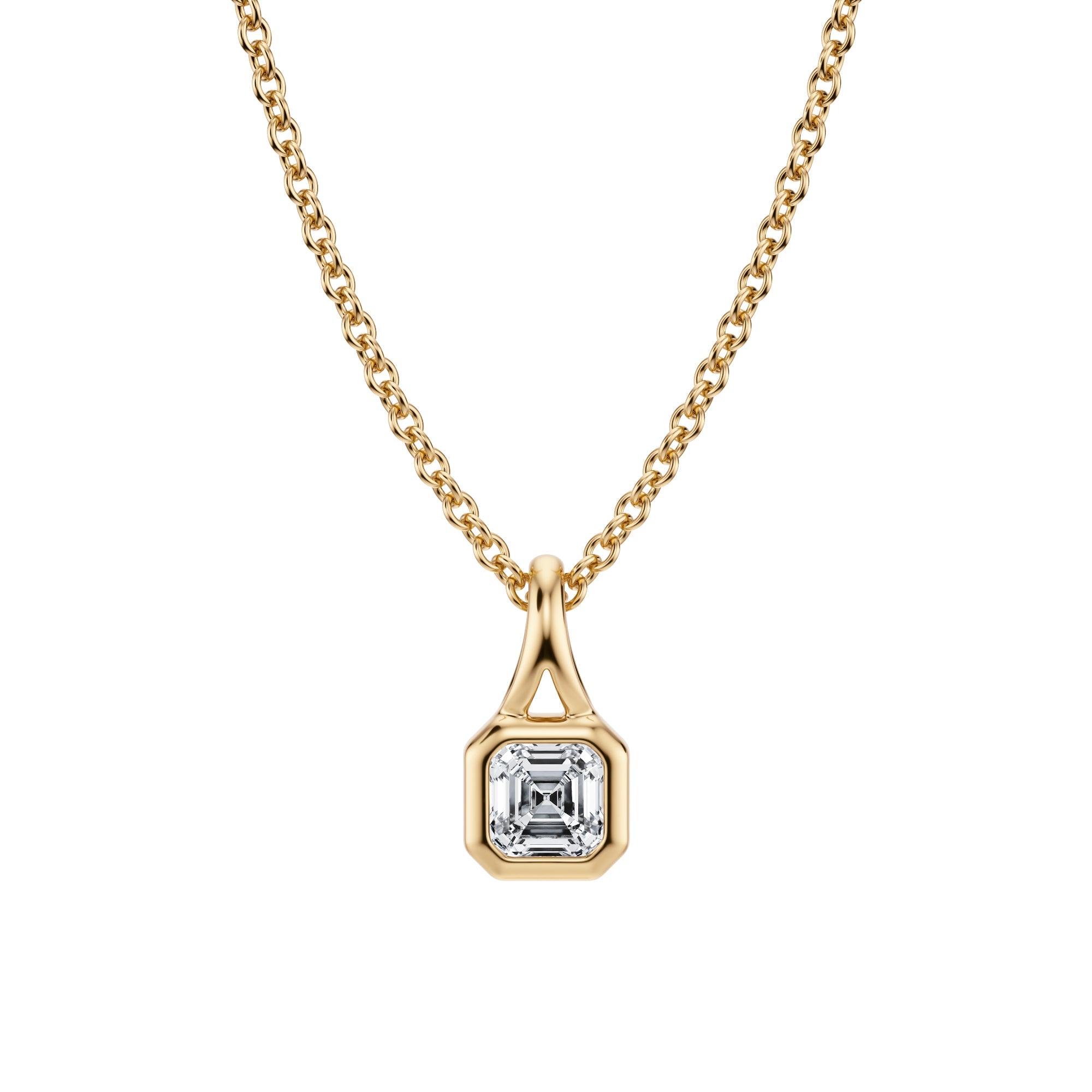 Asscher Lab Grown Diamond Bezel Necklace - Michael Gabriels