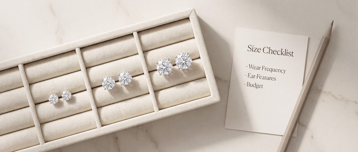 Image showing Lab Grown Diamond Stud Earrings of different Sizes