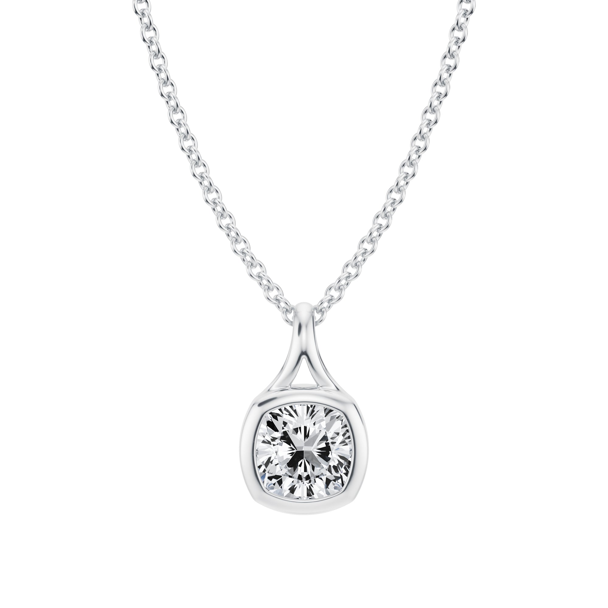 Cushion Lab Grown Diamond Bezel Necklace - 1/2 Carat - Michael Gabriels