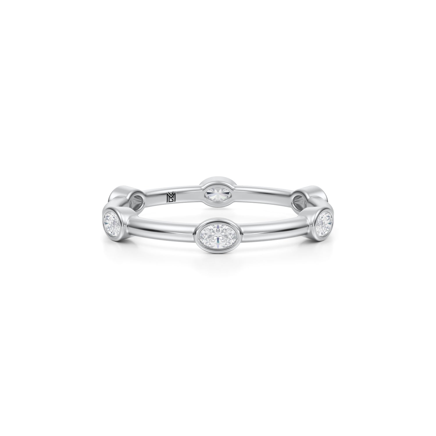 Distance Bezel Diamond Wedding Band - Michael Gabriels