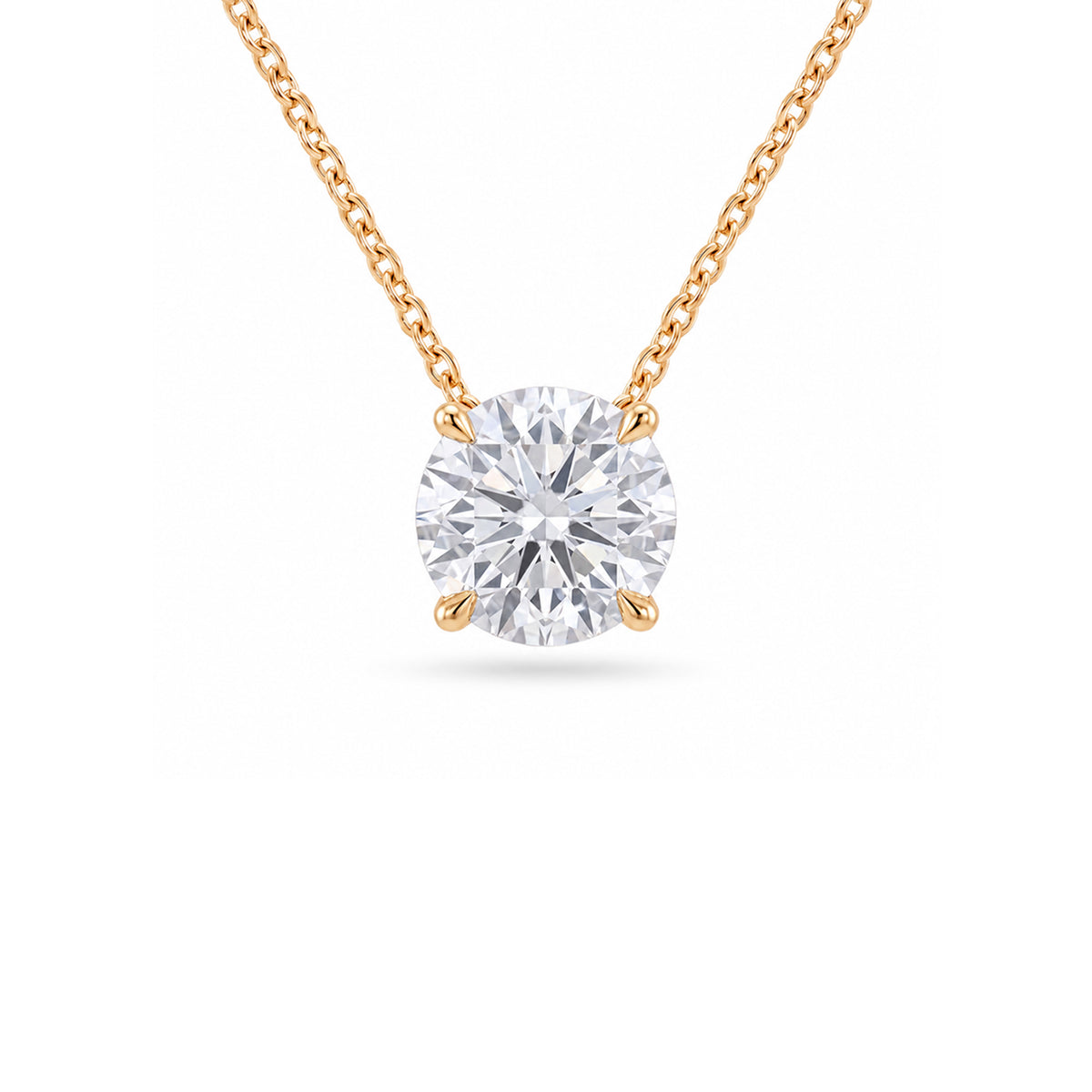 4 Carat Round Lab Grown Diamond Floating Pendant Necklace in 14K Yellow Gold