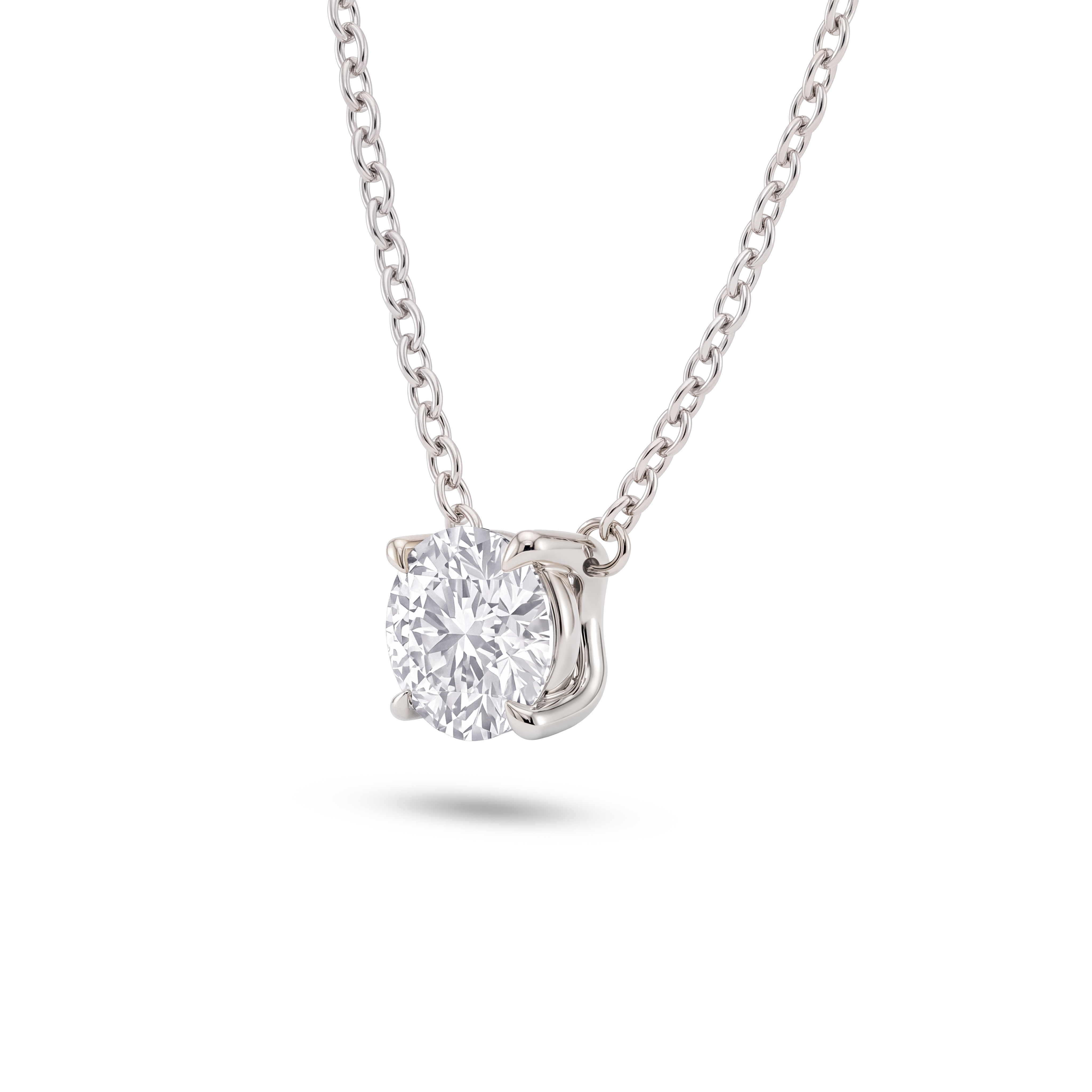 2.5 Carat Round Lab Grown Diamond Floating Pendant Necklace in 14K White Gold, side view