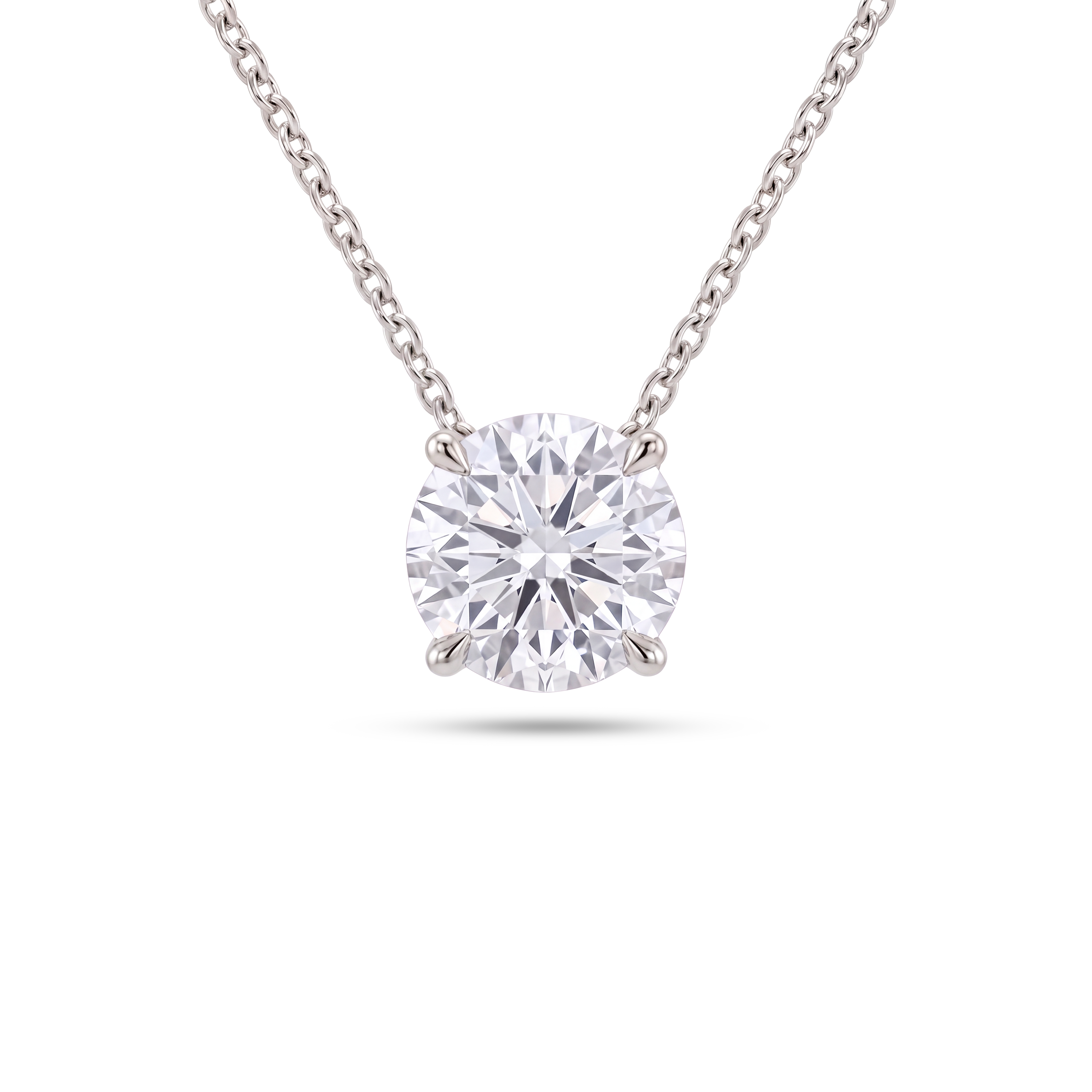 5 Carat Round Lab Grown Diamond Floating Pendant Necklace in 14K White Gold