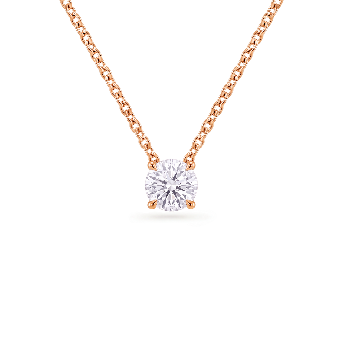 1 Carat Round Lab Grown Diamond Floating Pendant Necklace in 14K Rose Gold