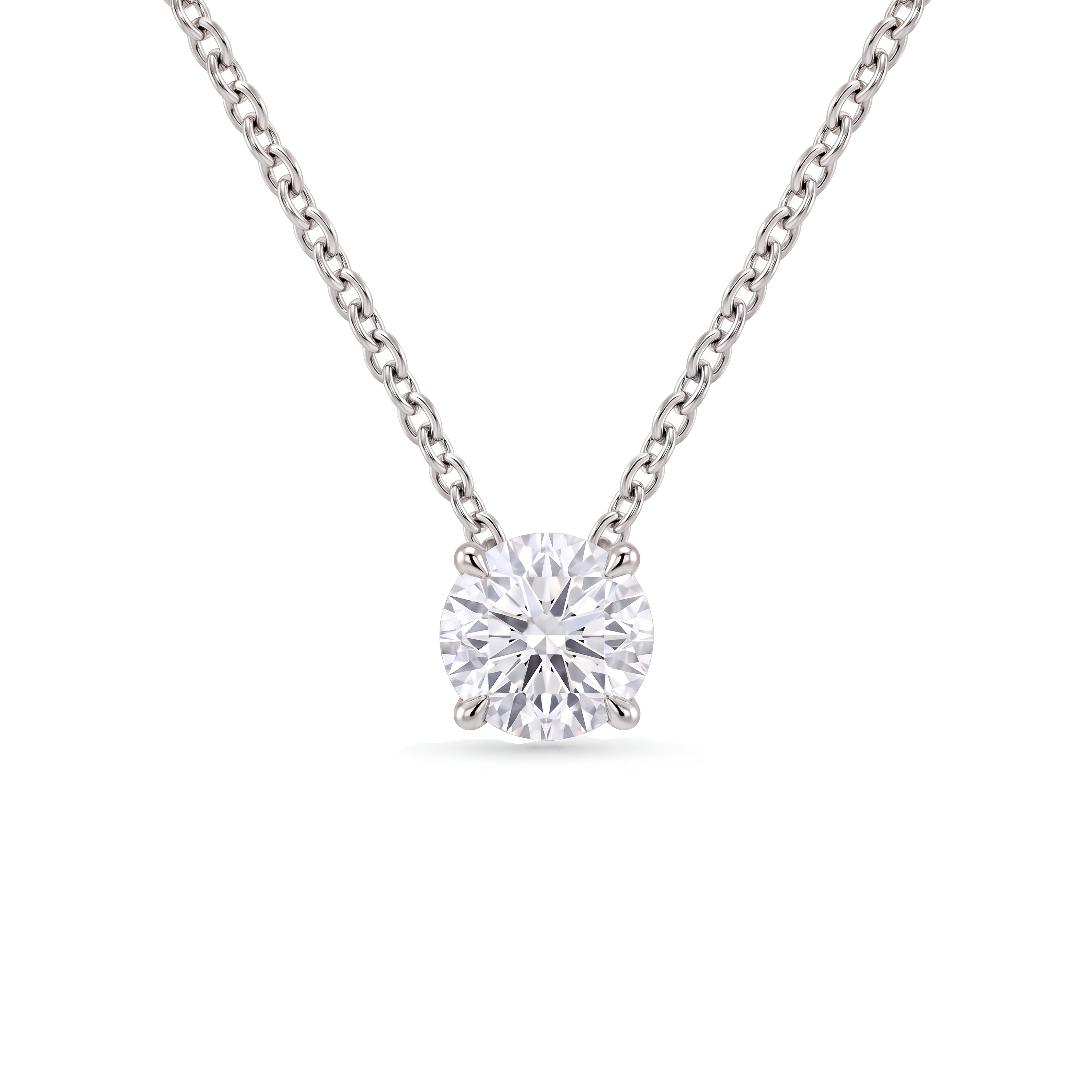 2.5 Carat Round Lab Grown Diamond Floating Pendant Necklace in 14K White Gold
