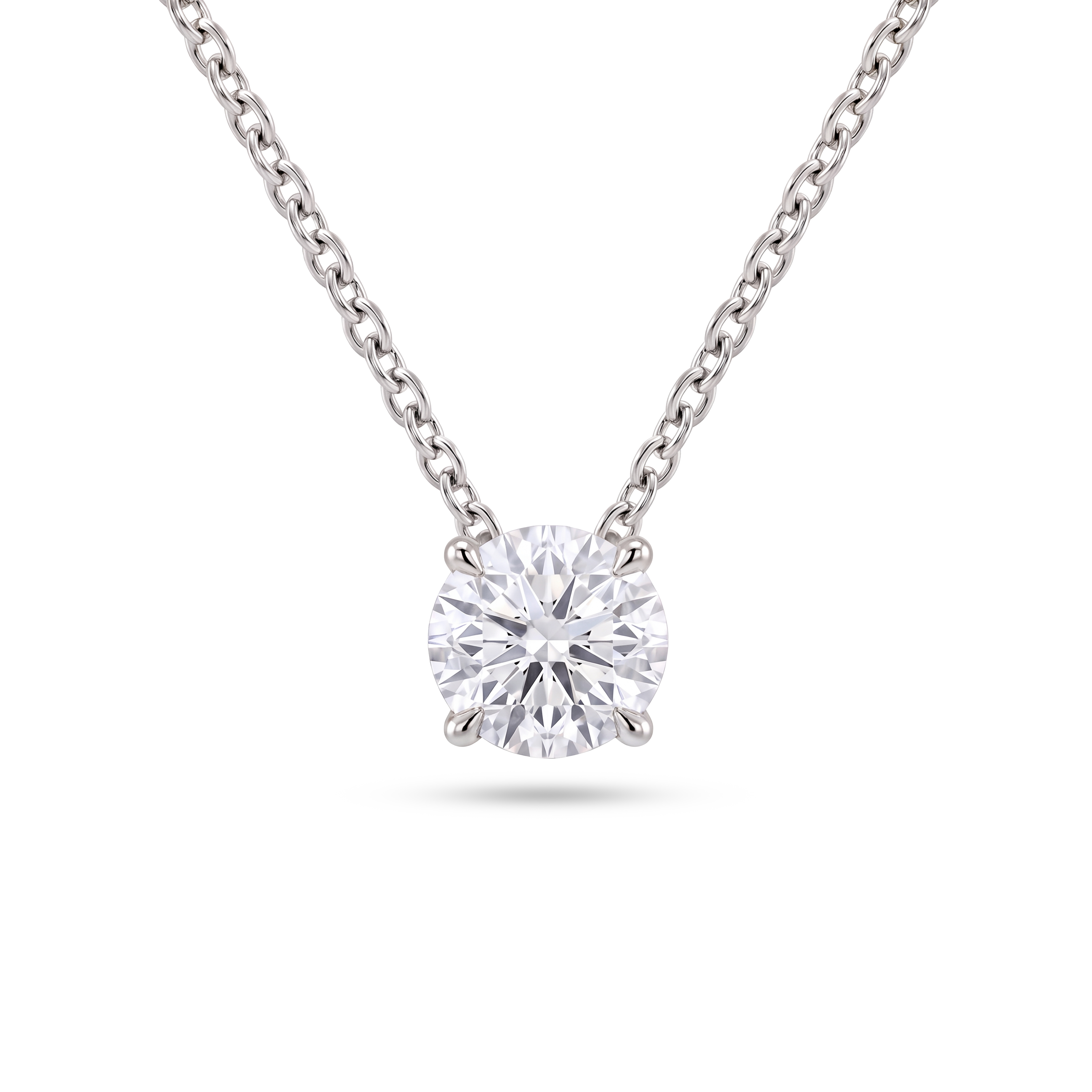 3 Carat Round Lab Grown Diamond Floating Pendant Necklace in 14K White Gold