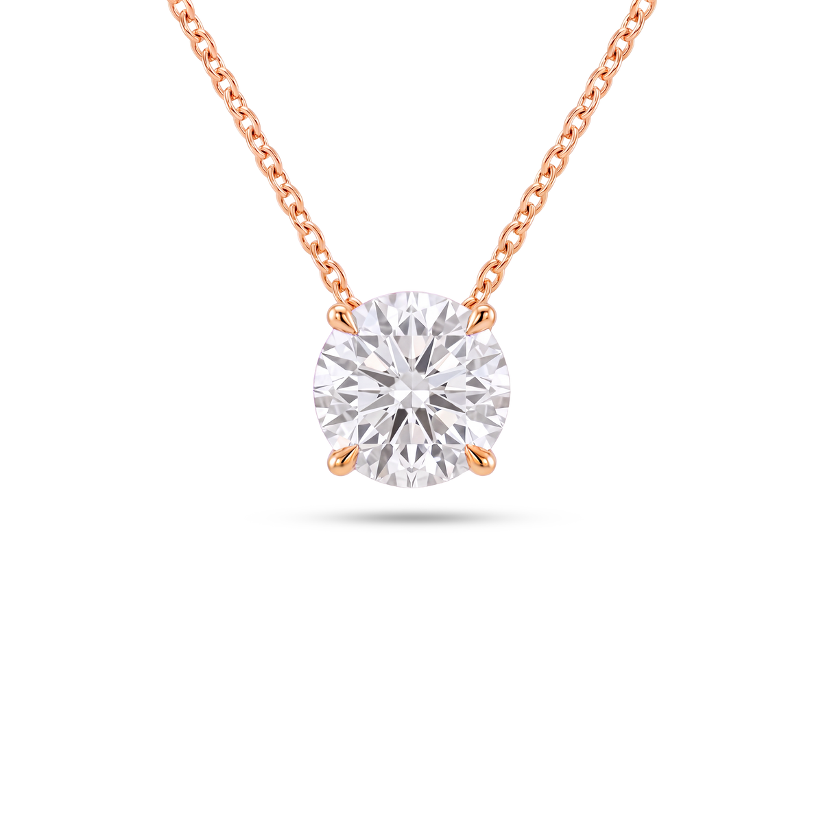 4 Carat Round Lab Grown Diamond Floating Pendant Necklace in 14K Rose Gold
