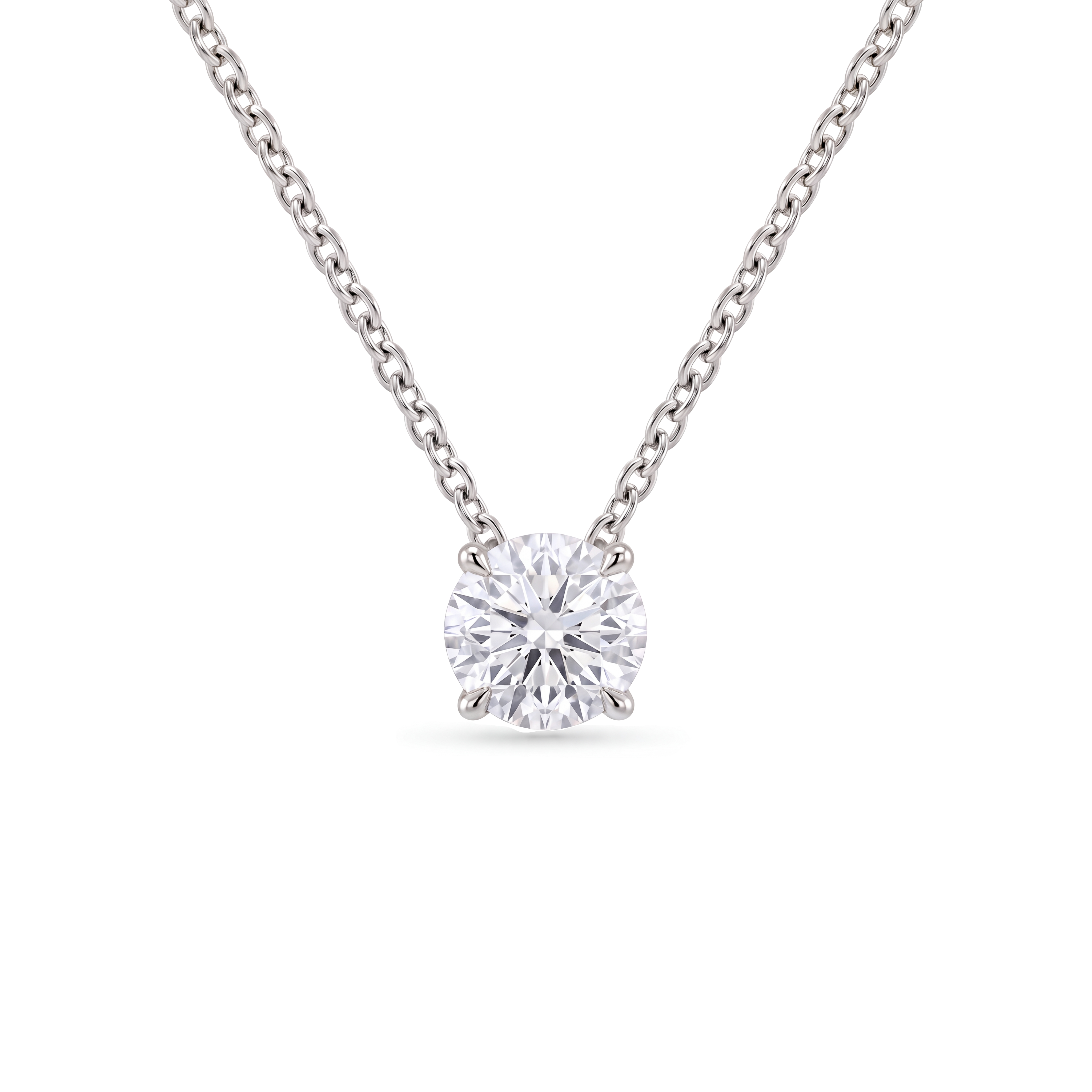 2 Carat Round Lab Grown Diamond Floating Pendant Necklace in 14K White Gold
